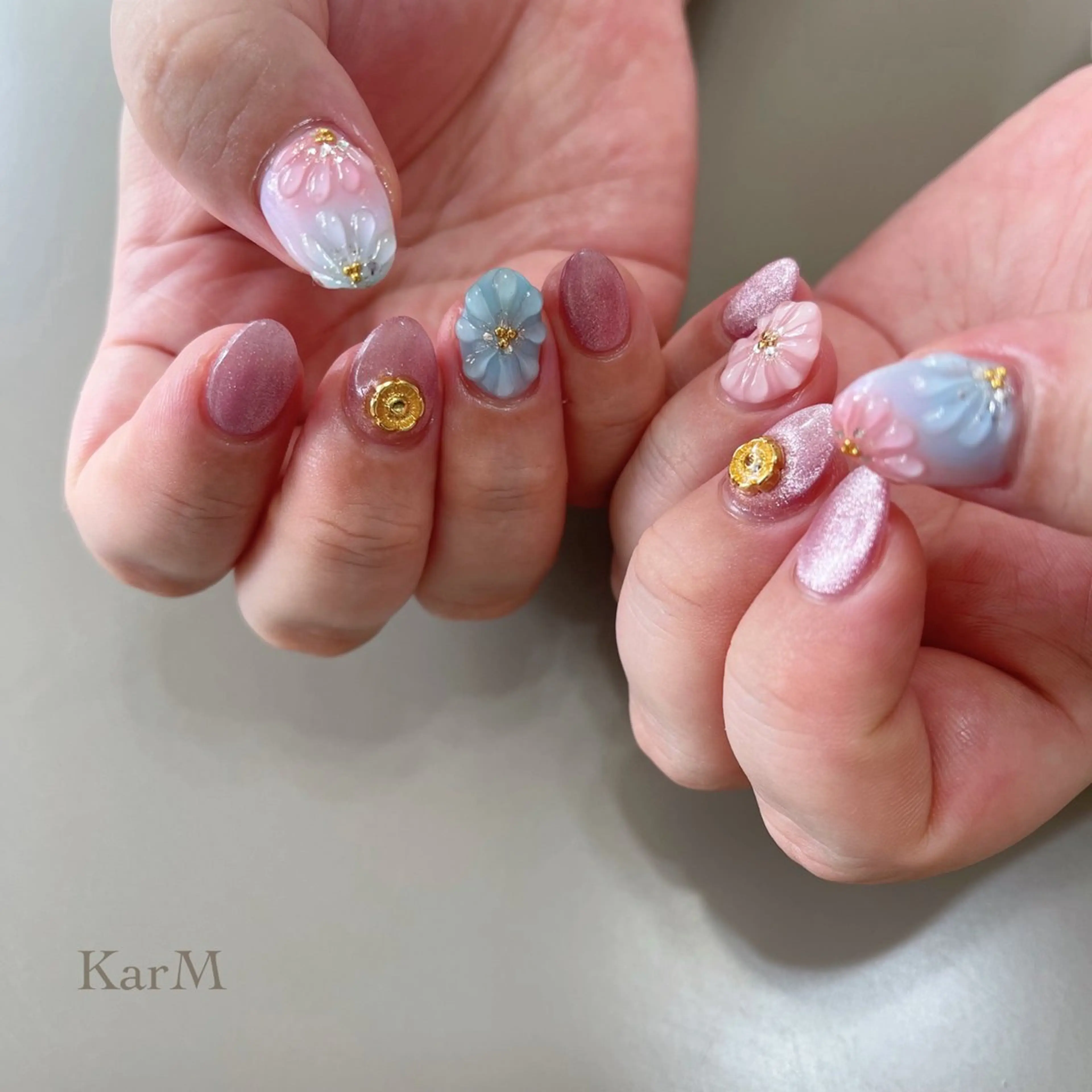 ネイル アートネイル オーロラネイル チークネイル フラワーネイル フットネイル ハンドネイル ogino karinのネイルデザイン