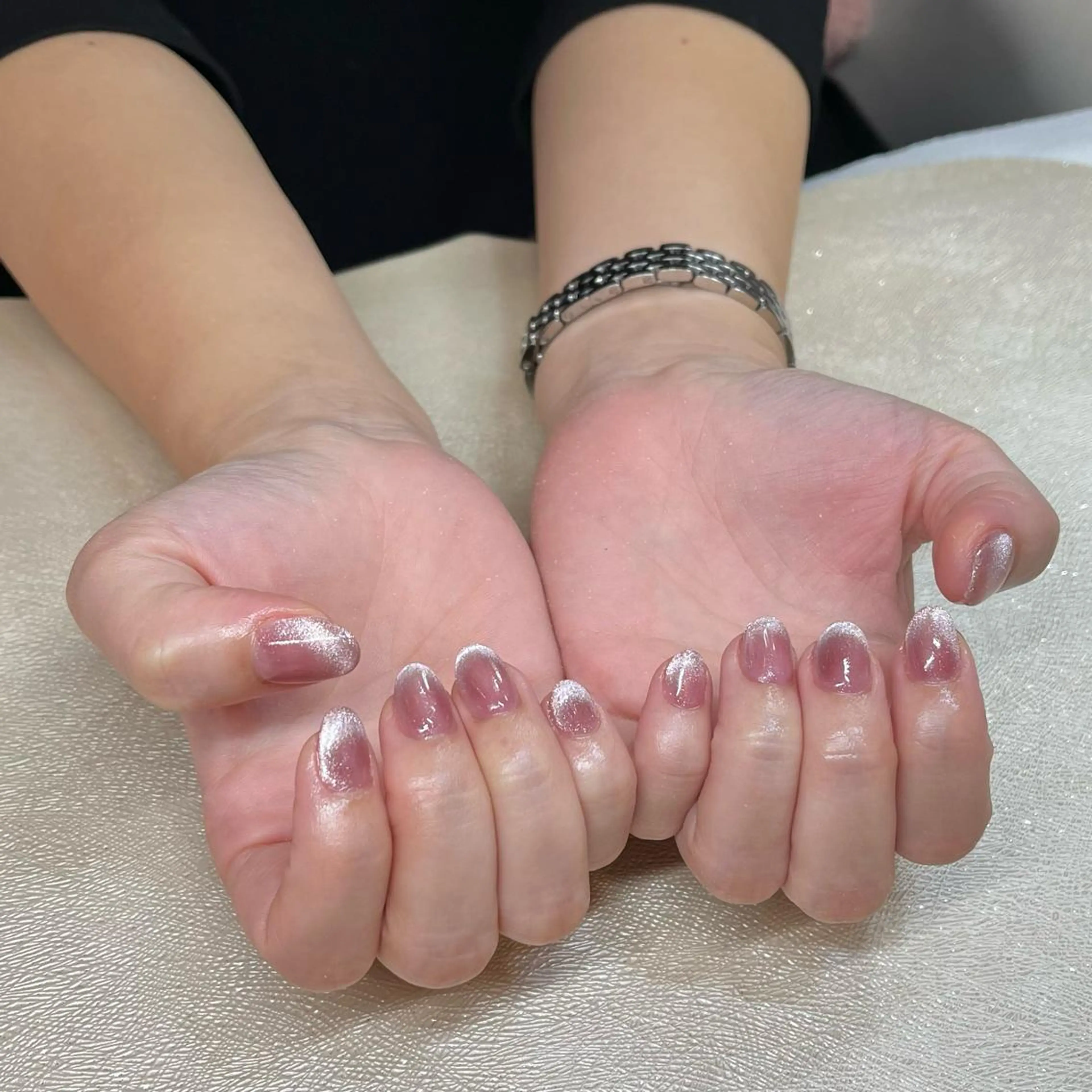 ネイル フレンチネイル キラキラネイル ラメ(グリッター) マグネットネイル マグネットフレンチ ハンドネイル Vogustys Nail 山田のネイルデザイン
