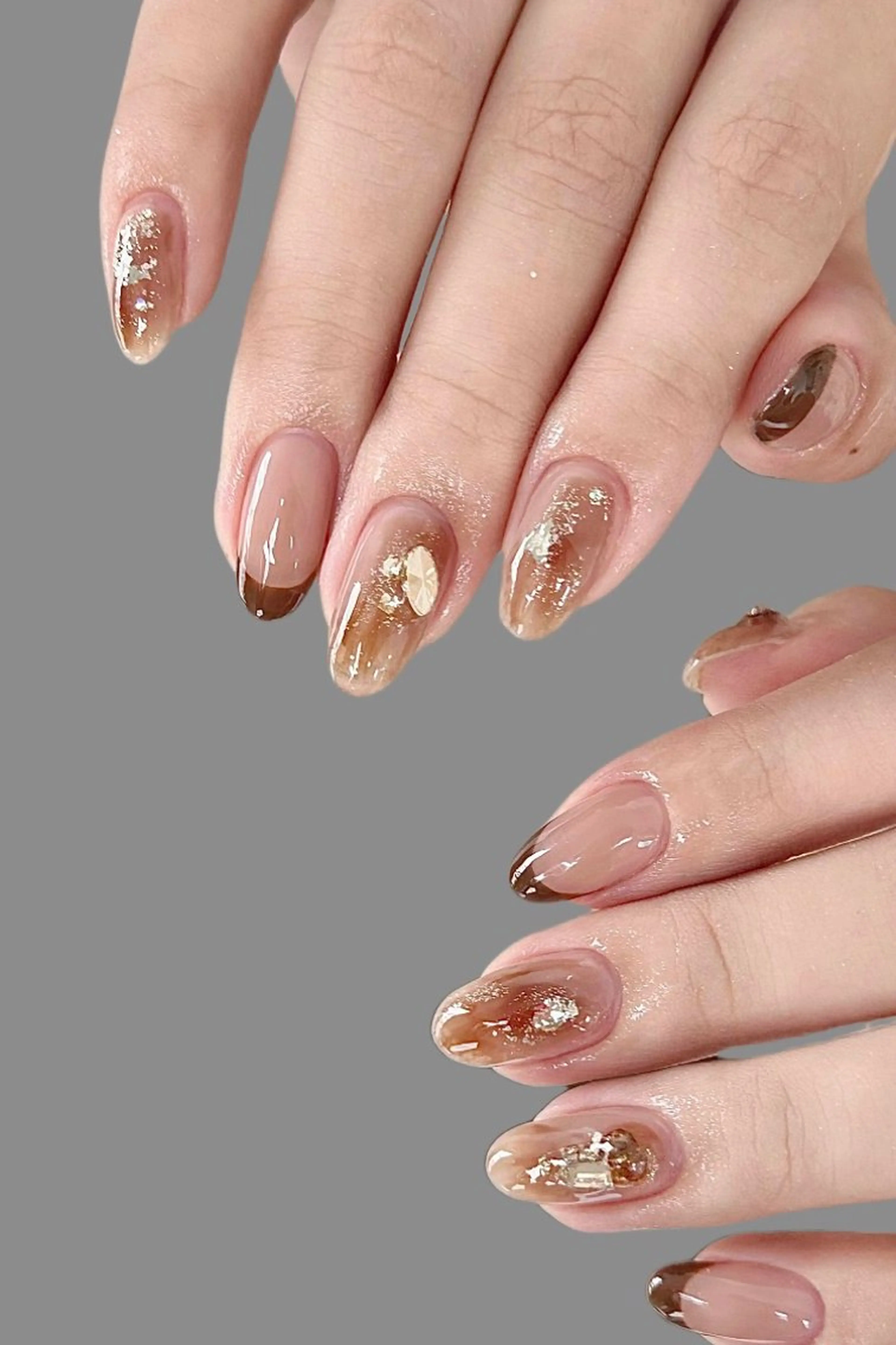 ネイル べっ甲ネイル フットネイル ゴールド マグネットネイル ミラーネイル 大門浜松町 ネイルのネイルデザイン