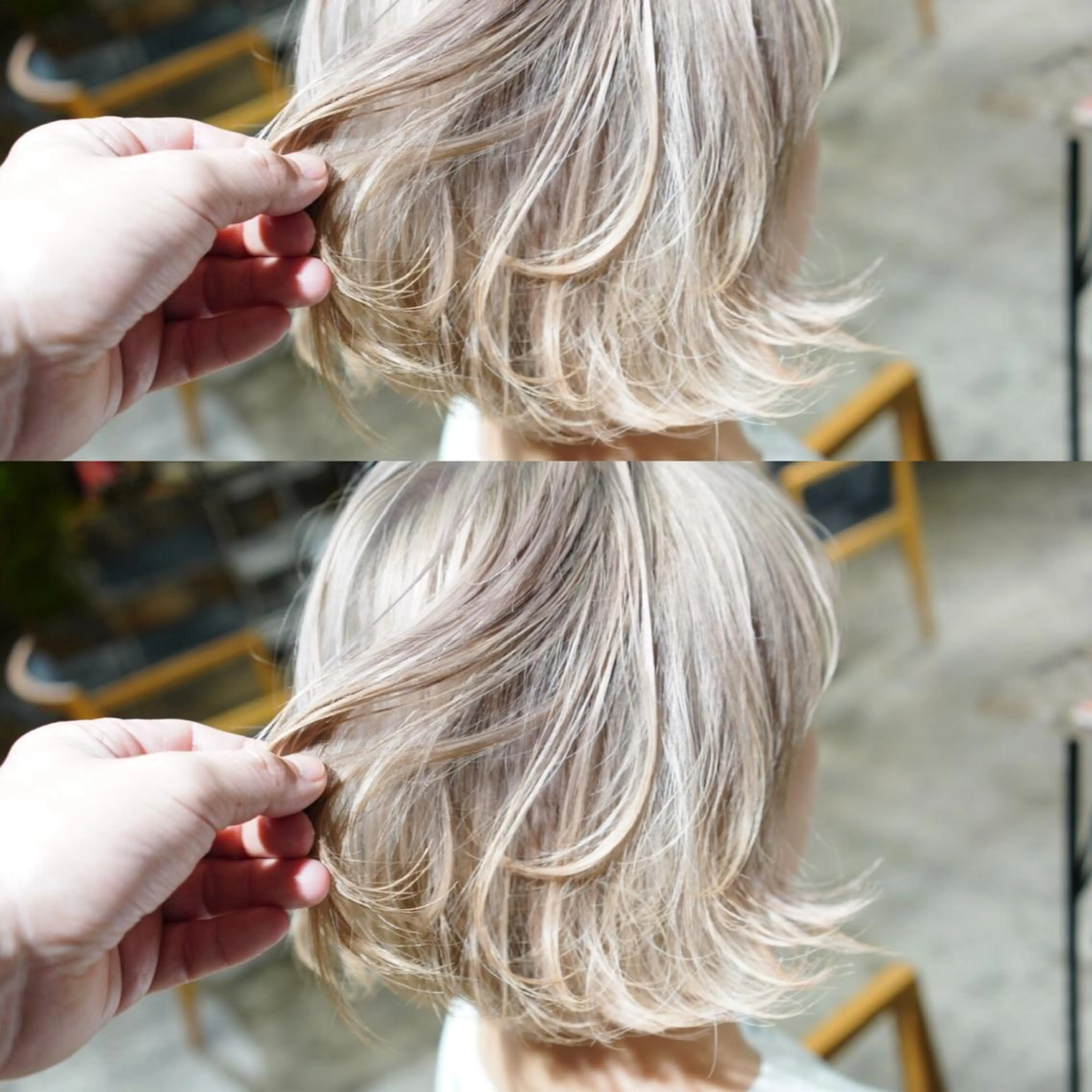 ミディアム カラー ブリーチ ブロンド ヘアカラー トリートメント ハイトーン/レイヤー /ケアブリーチ石川治のヘアスタイル