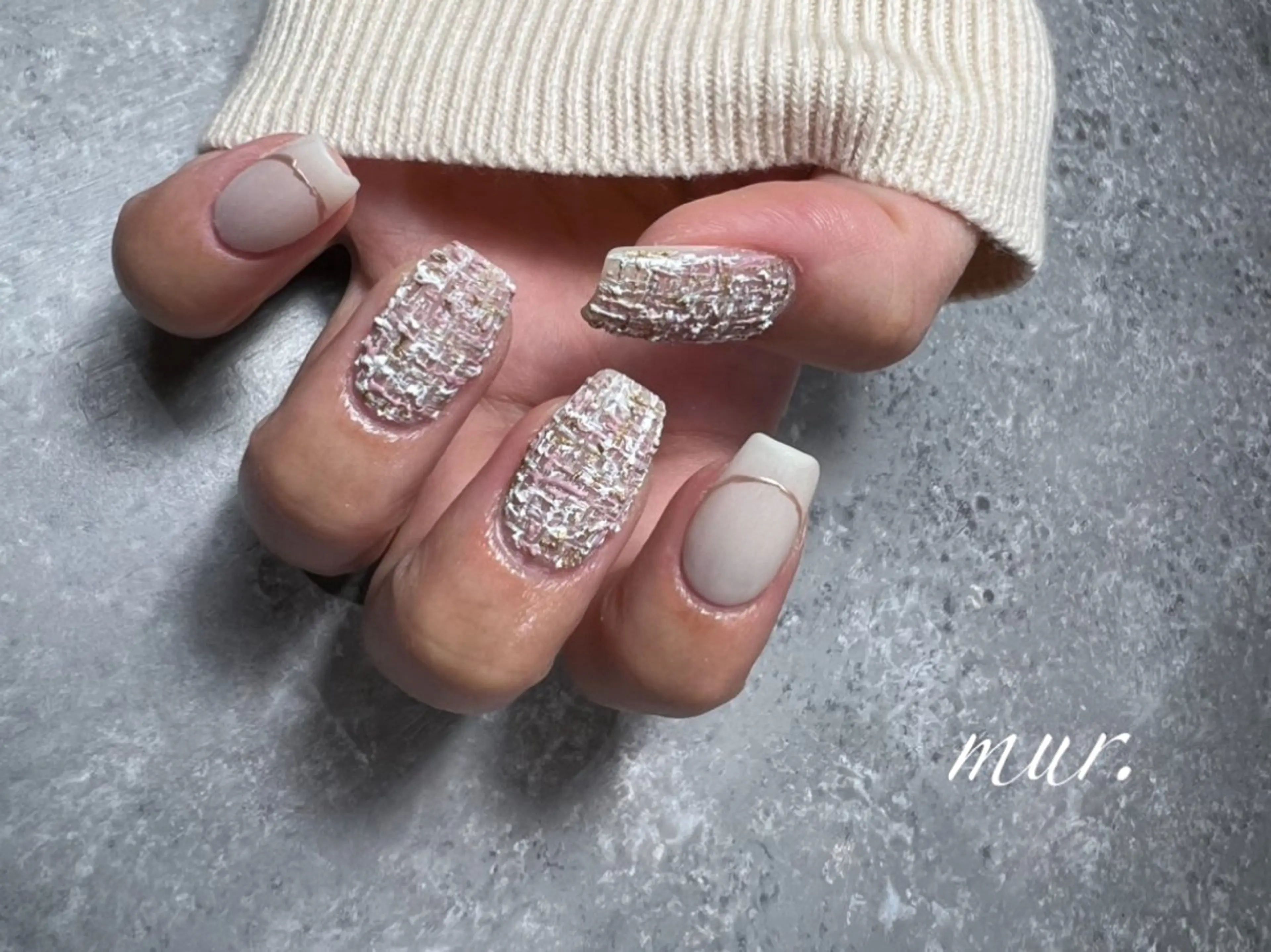 ネイル 韓国ネイル マットネイル ミラーネイル ワンカラーネイル ツイードネイル nailsalon mur.のネイルデザイン