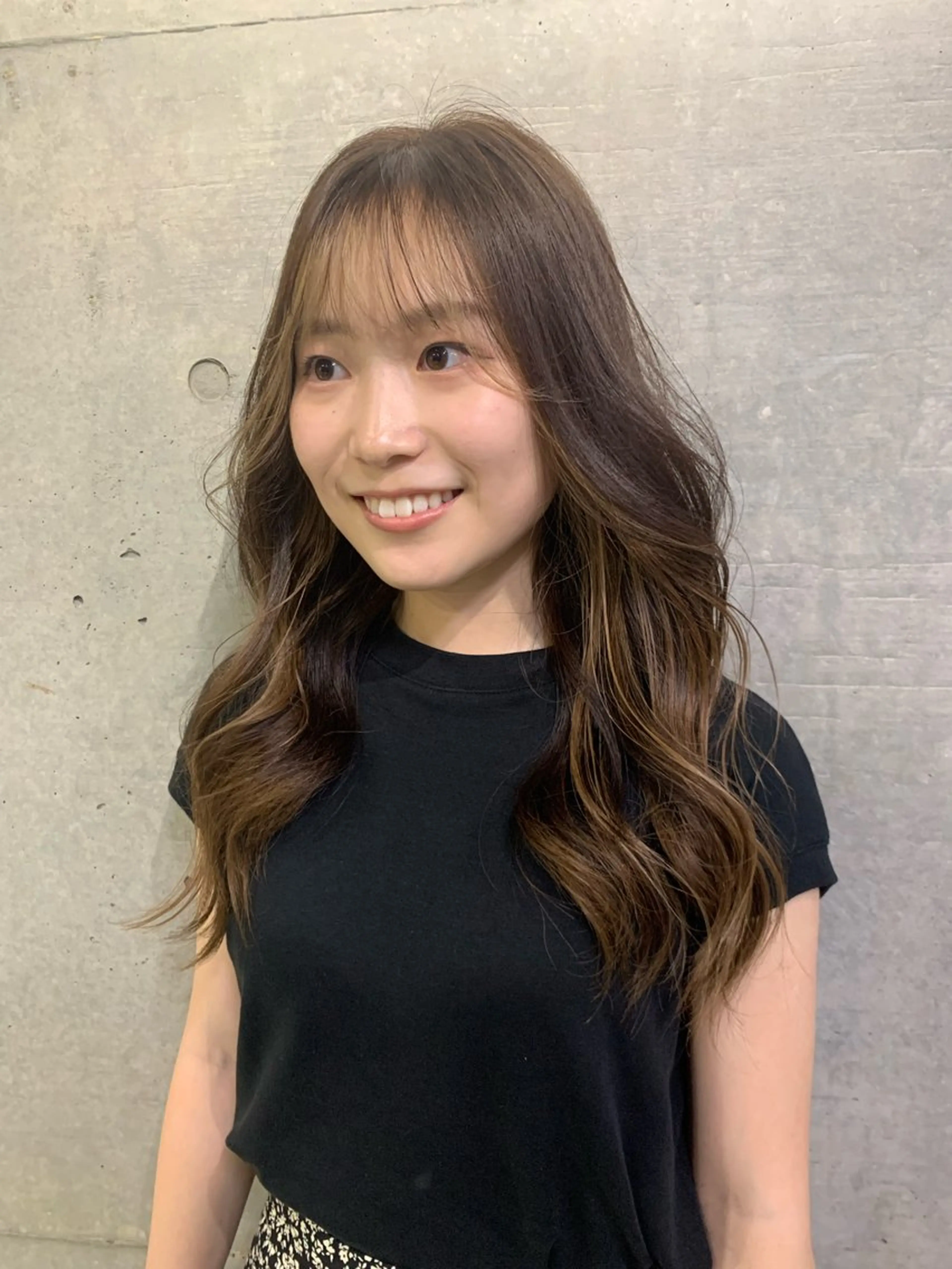 セミロング カラー ミストバング 透明感カラー  フェイスフレーミング 韓国風ヘア THE./ブリーチ 透感カラー/髪質改善のヘアスタイル