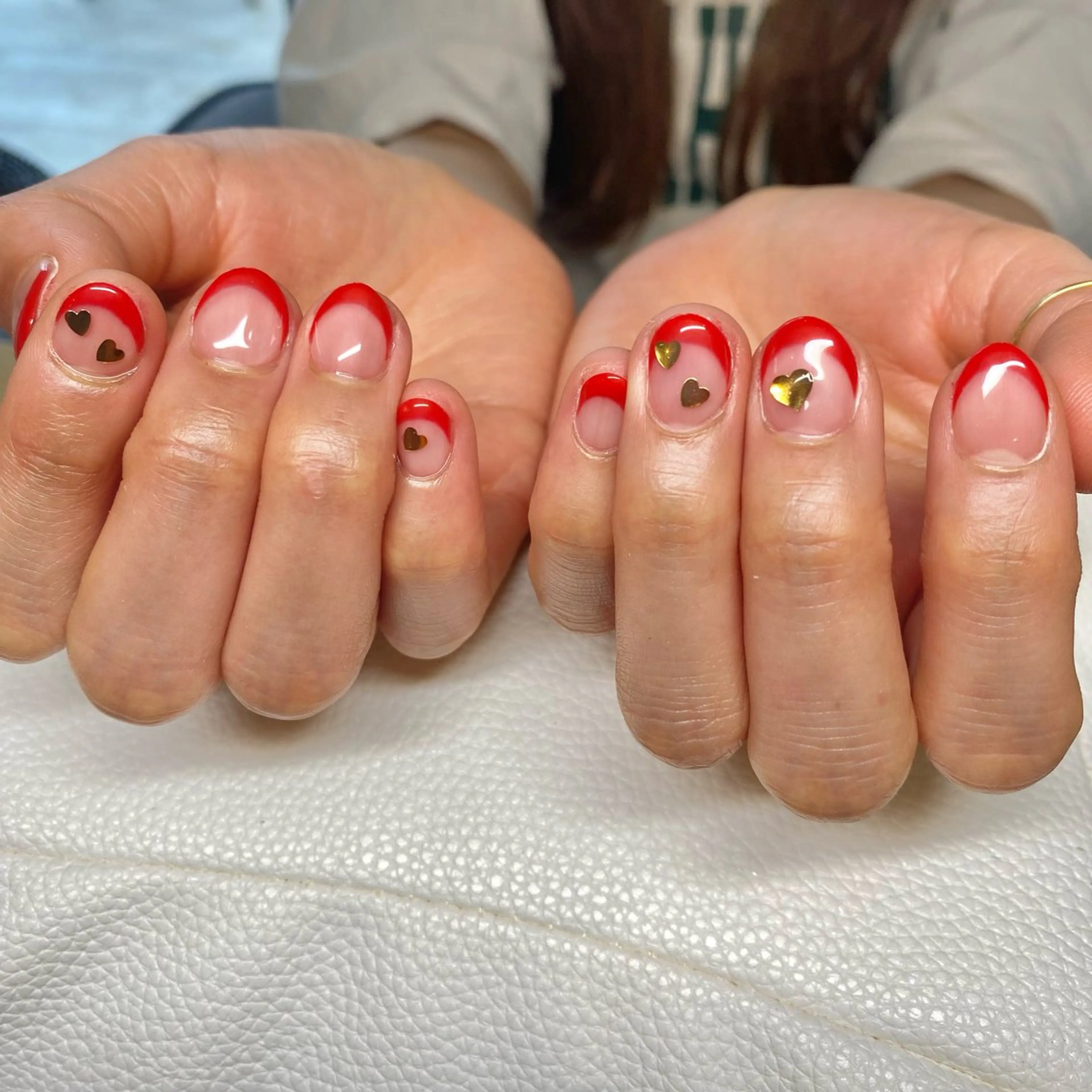 ネイル フレンチネイル ハート 赤色 Loca所属・Loca.nails Kasumiのネイルデザイン