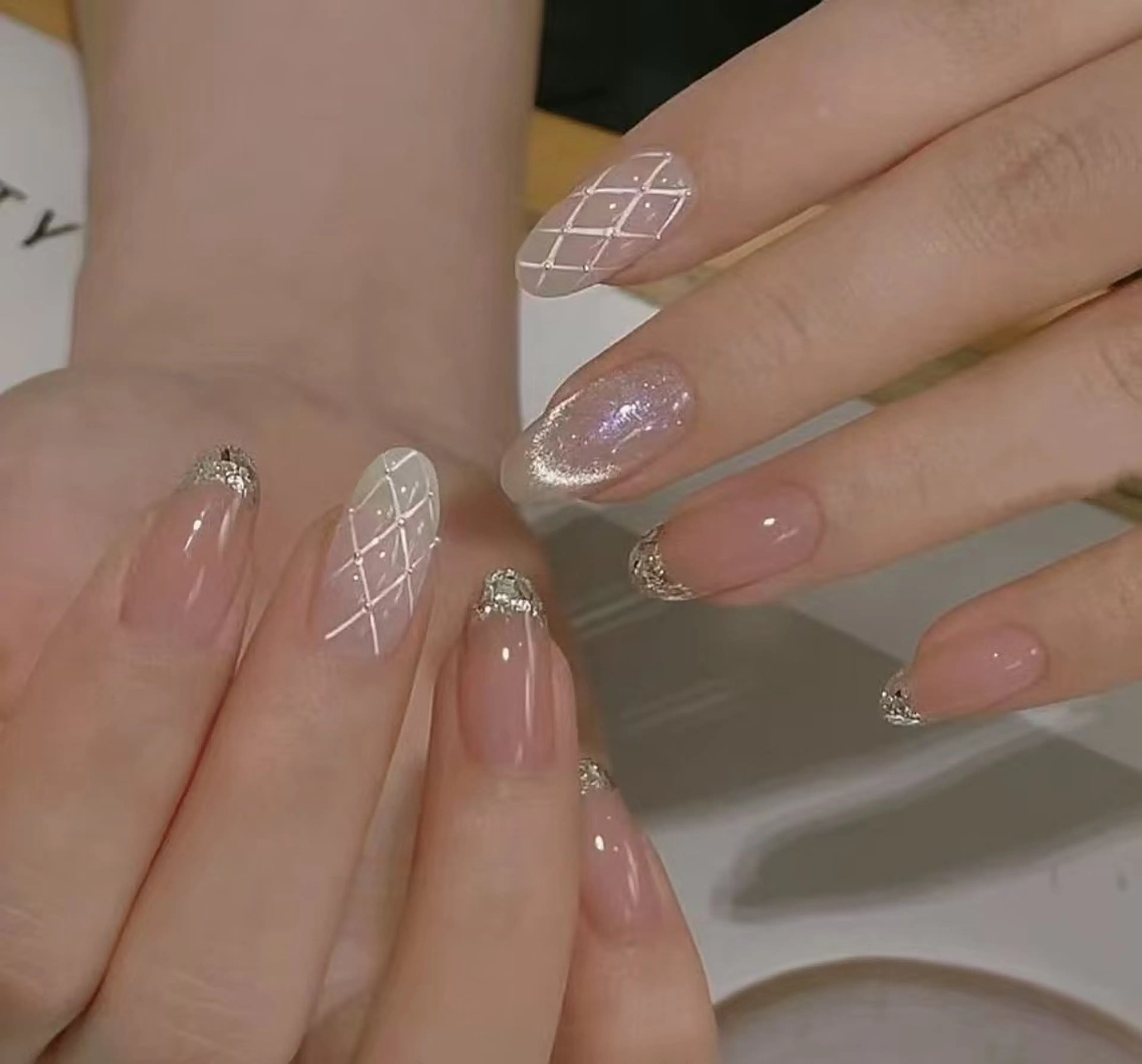 ネイル フラワーネイル フレンチネイル ジェルネイル ガラスフレンチ ハート ハンドネイル BabyYouMi ねねのネイルデザイン