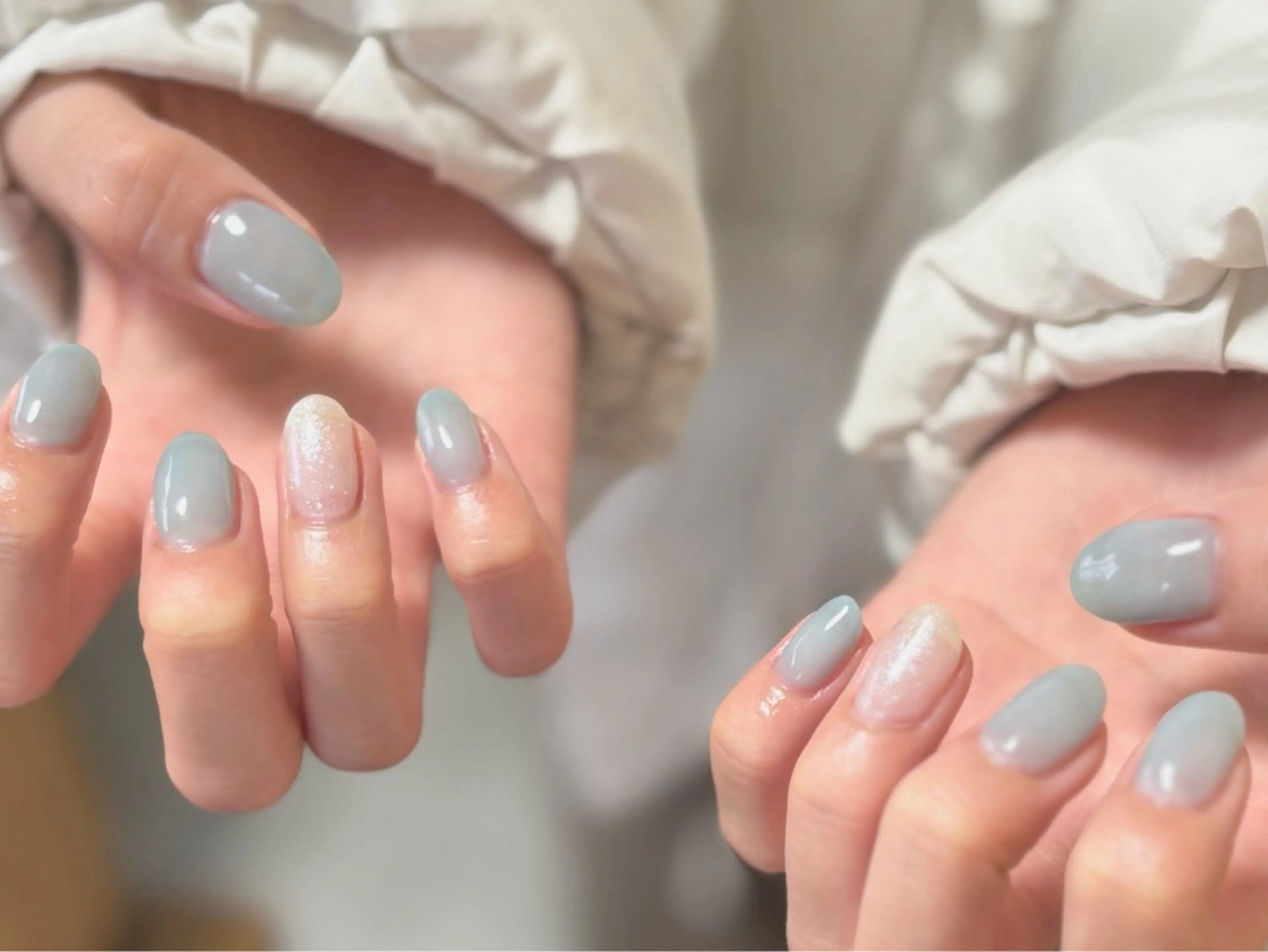 ネイル ブルー フラッシュネイル ジェルネイル キラキラネイル ニュアンスネイル ハンドネイル tamu nail 　金町のネイルデザイン