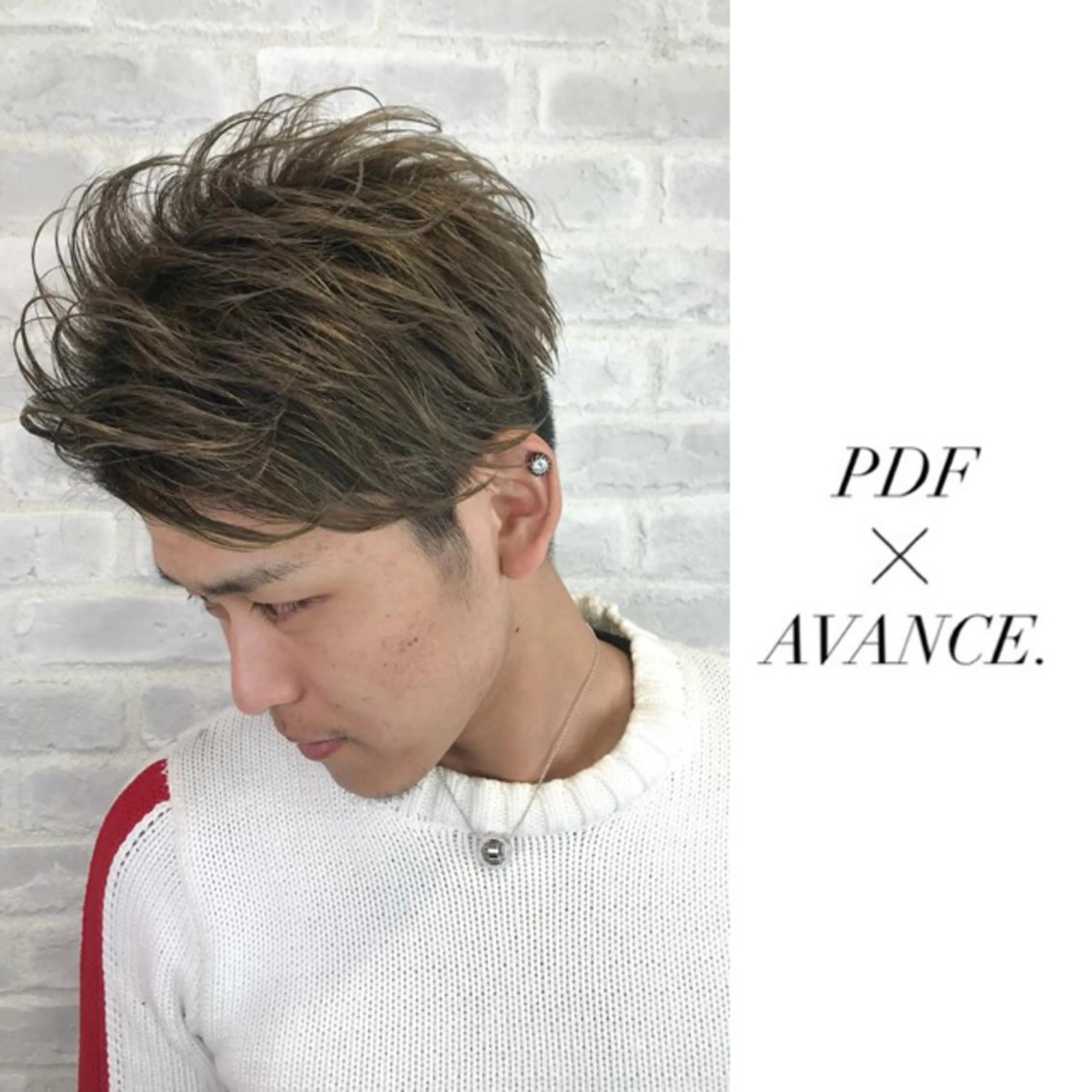 ショート カラー パーマ メンズ 刈り上げ ベージュカラー カット ヘアカラー AVANCE.難波 店長 松元のヘアスタイル