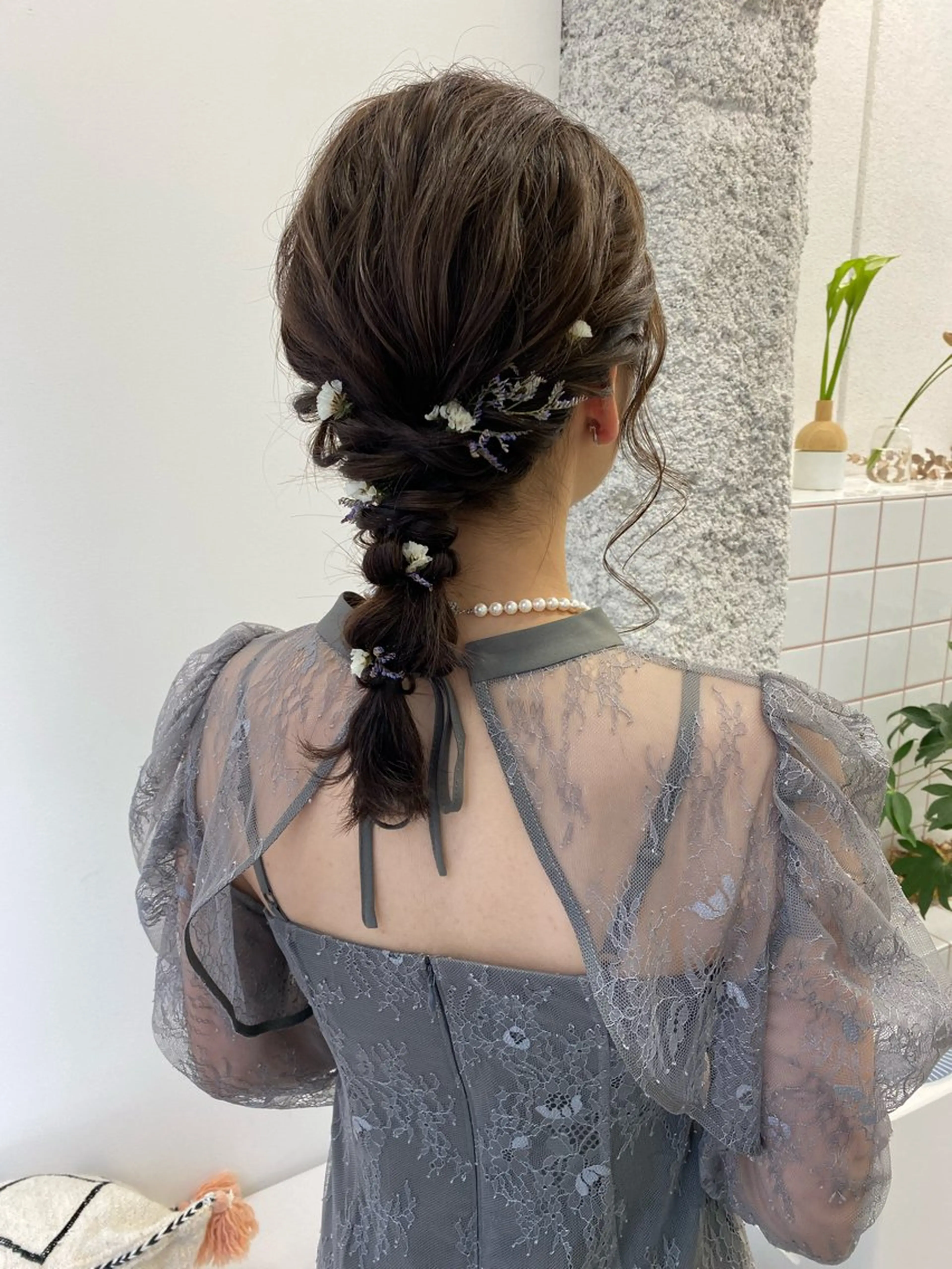 ミディアム カラー ヘアアレンジ ヘアカラー トリートメント ヘアセット NIKO/名古屋/ 伏見/花屋併設のヘアスタイル