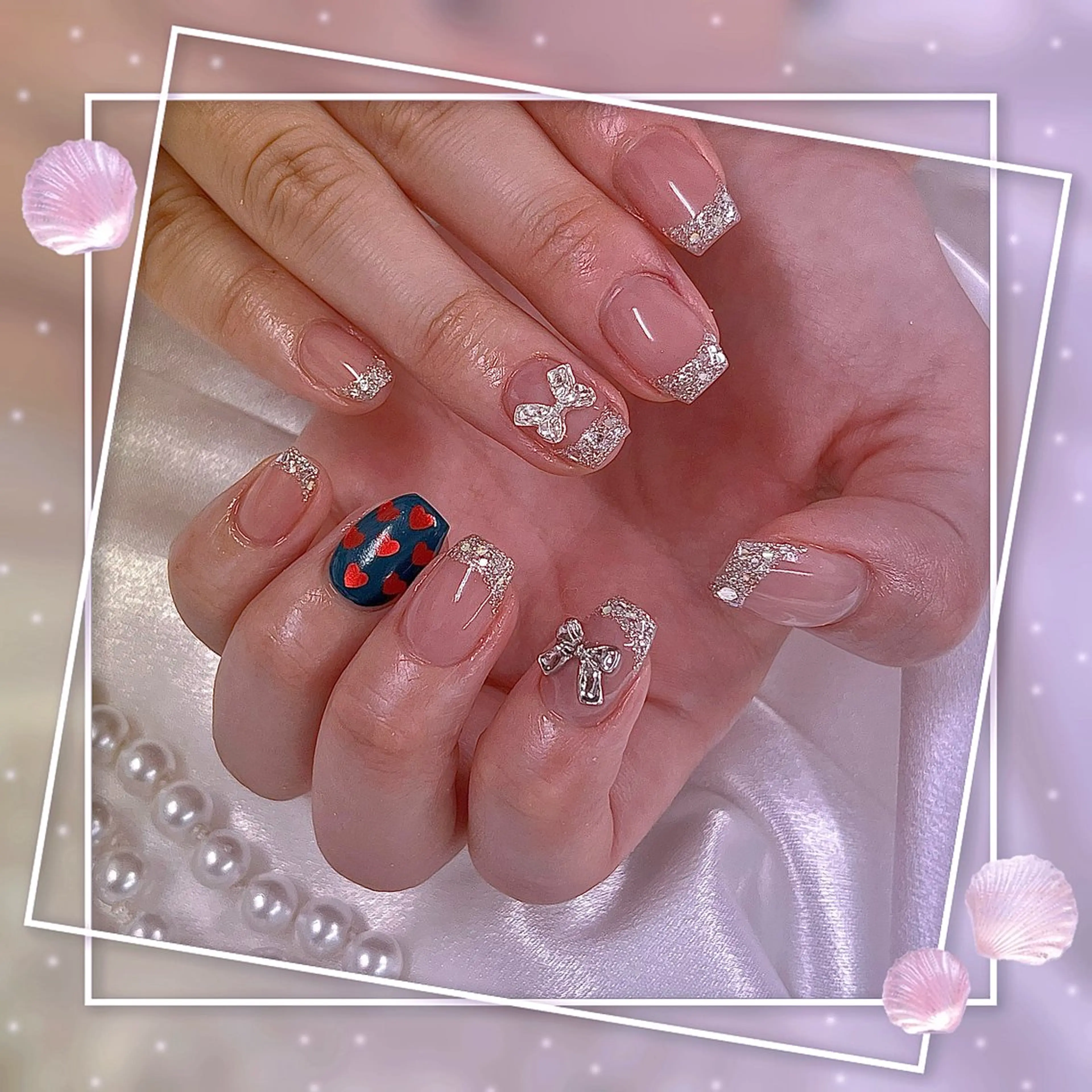 ネイル グラデーション キラキラネイル 韓国ネイル マグネットネイル ピンク ハンドネイル Chill Nailsalonのネイルデザイン