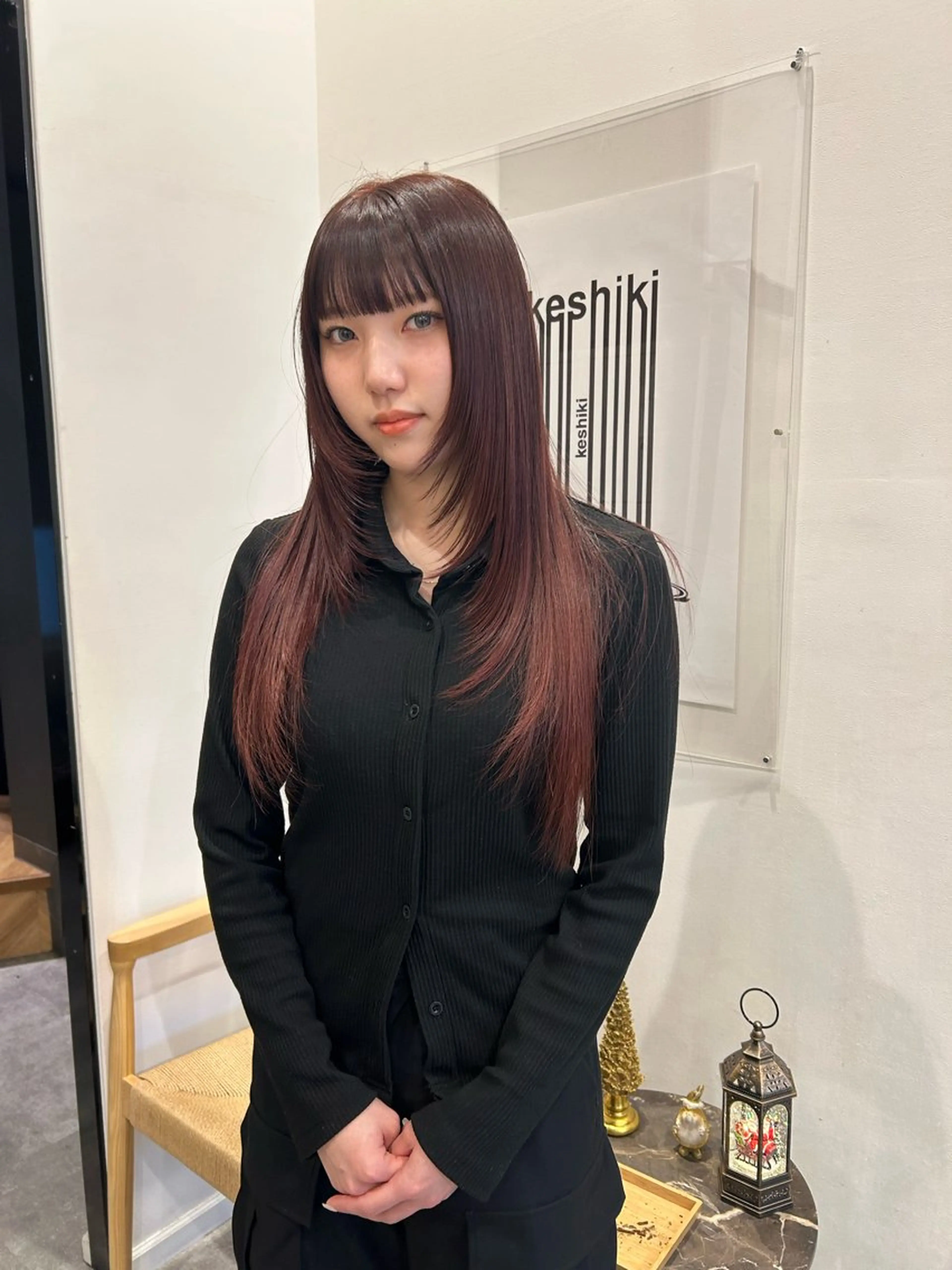 ロング カラー ロングレイヤー ブラウンカラー レッドカラー レッドブラウン レイヤーカット カット ヘアカラー トリートメント KAZU keshiki大名のヘアスタイル