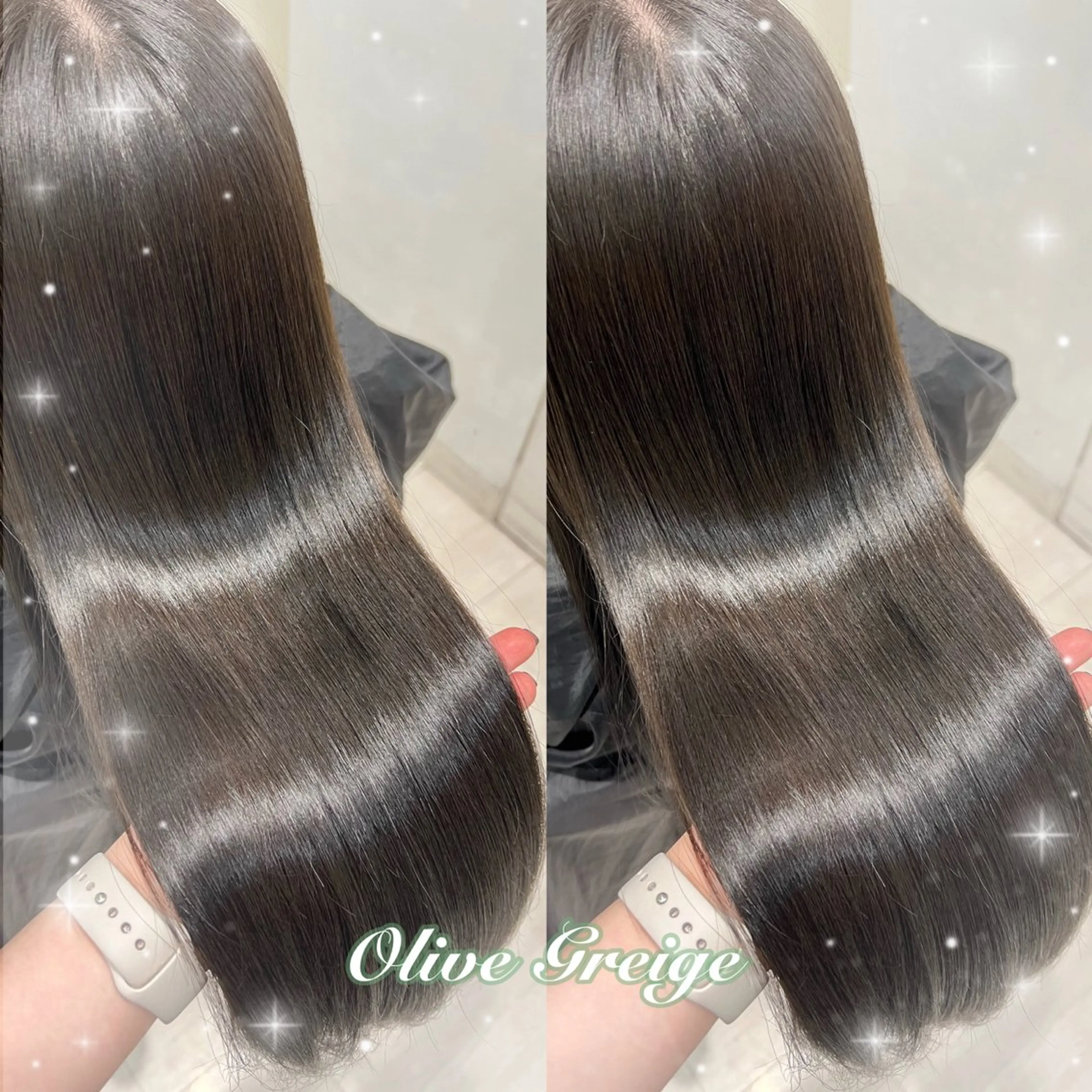 ロング カラー グレージュ オリーブグレージュ オリーブグレー Beleza scelto所属・原宿/ハイトーン/ みずは🎀のヘアスタイル