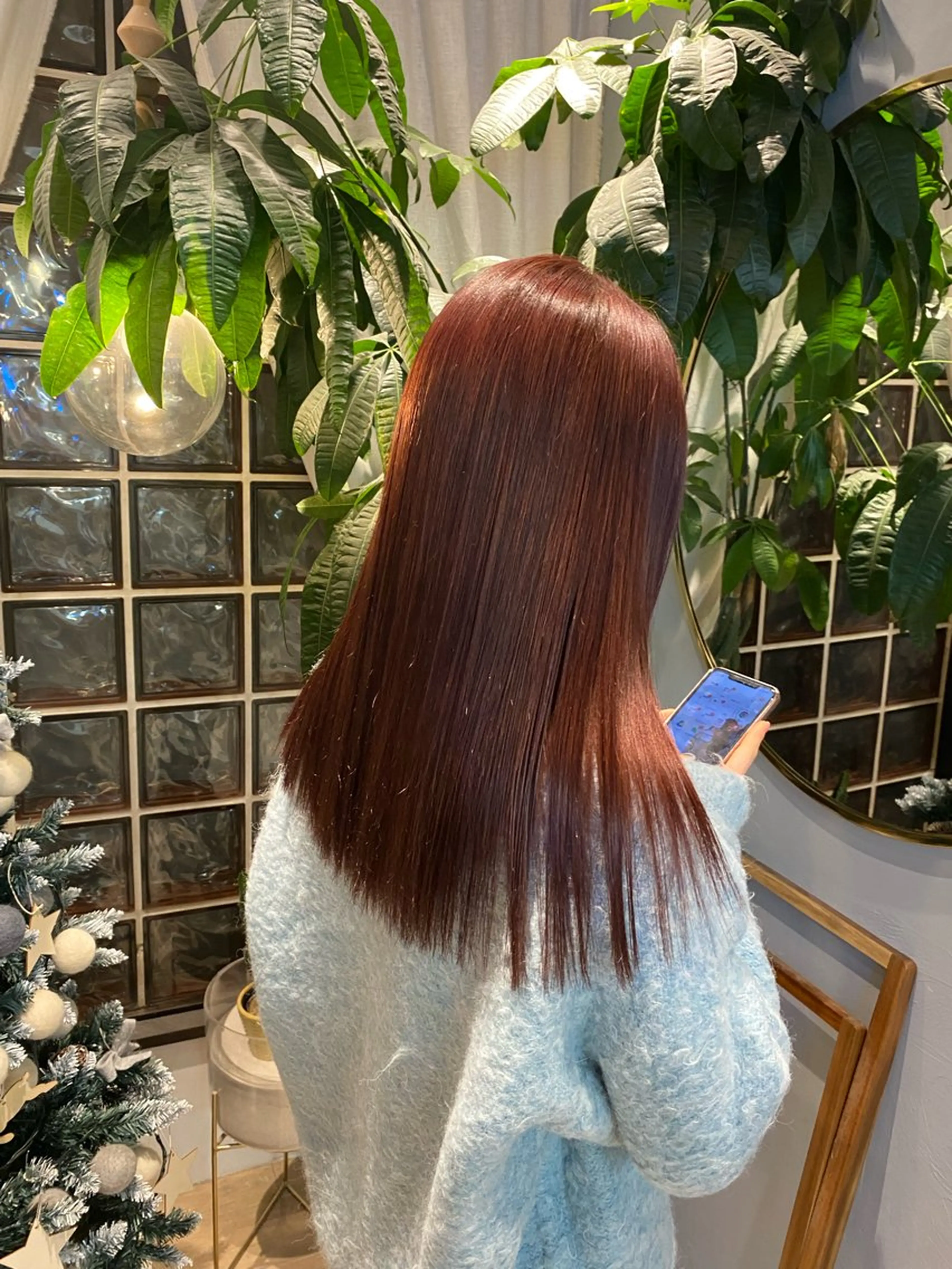 ロング カラー ピンクカラー ボブ縮毛矯正 韓国レイヤーRINAのヘアスタイル