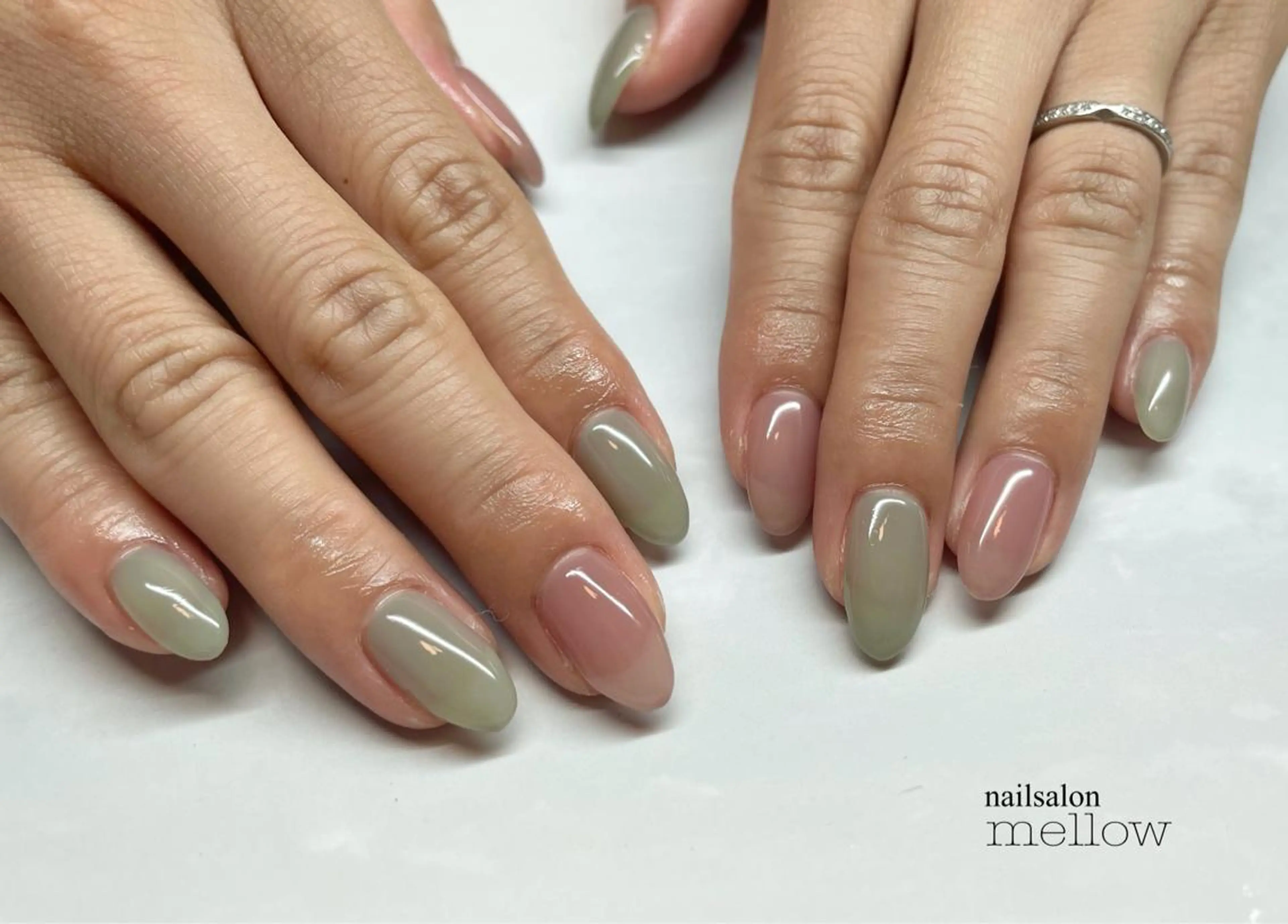 ネイル グリーン ピンク 大山 浩美のネイルデザイン