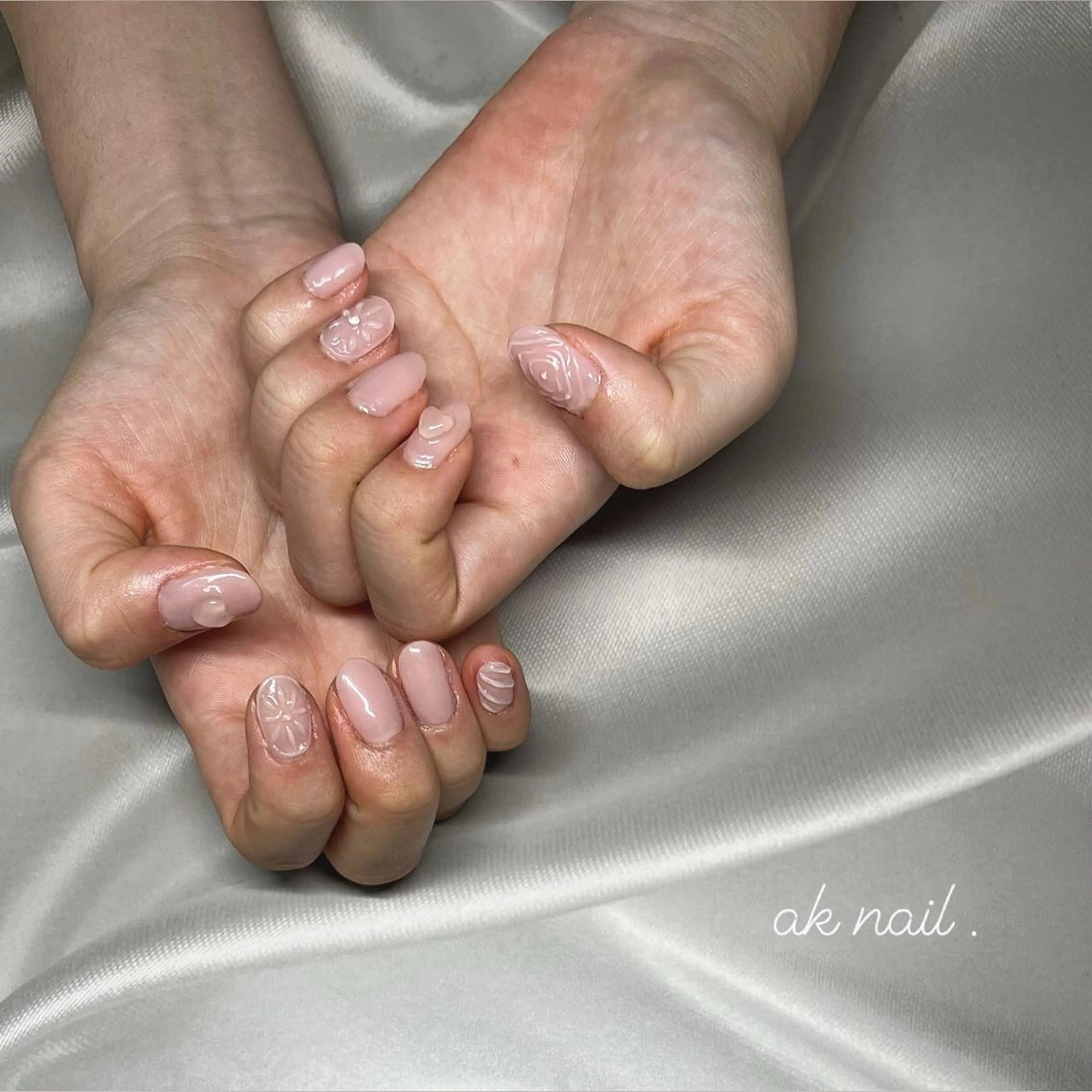 ネイル ピンク ピンクベージュ ハンドネイル ak nail .のネイルデザイン