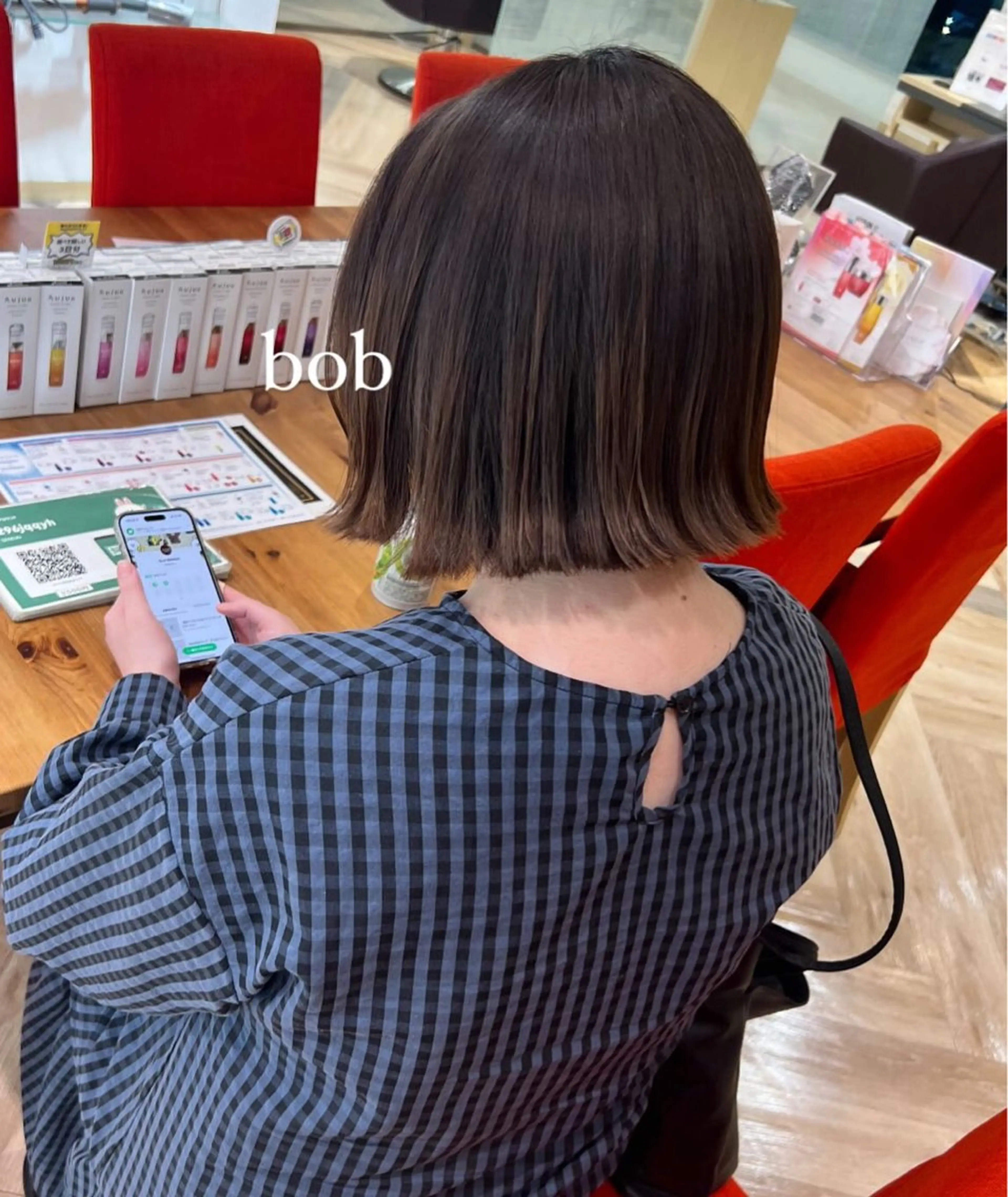 ショート ボブ 外ハネヘア カット 加納千華 /ボブ/ぱつっとボブのヘアスタイル