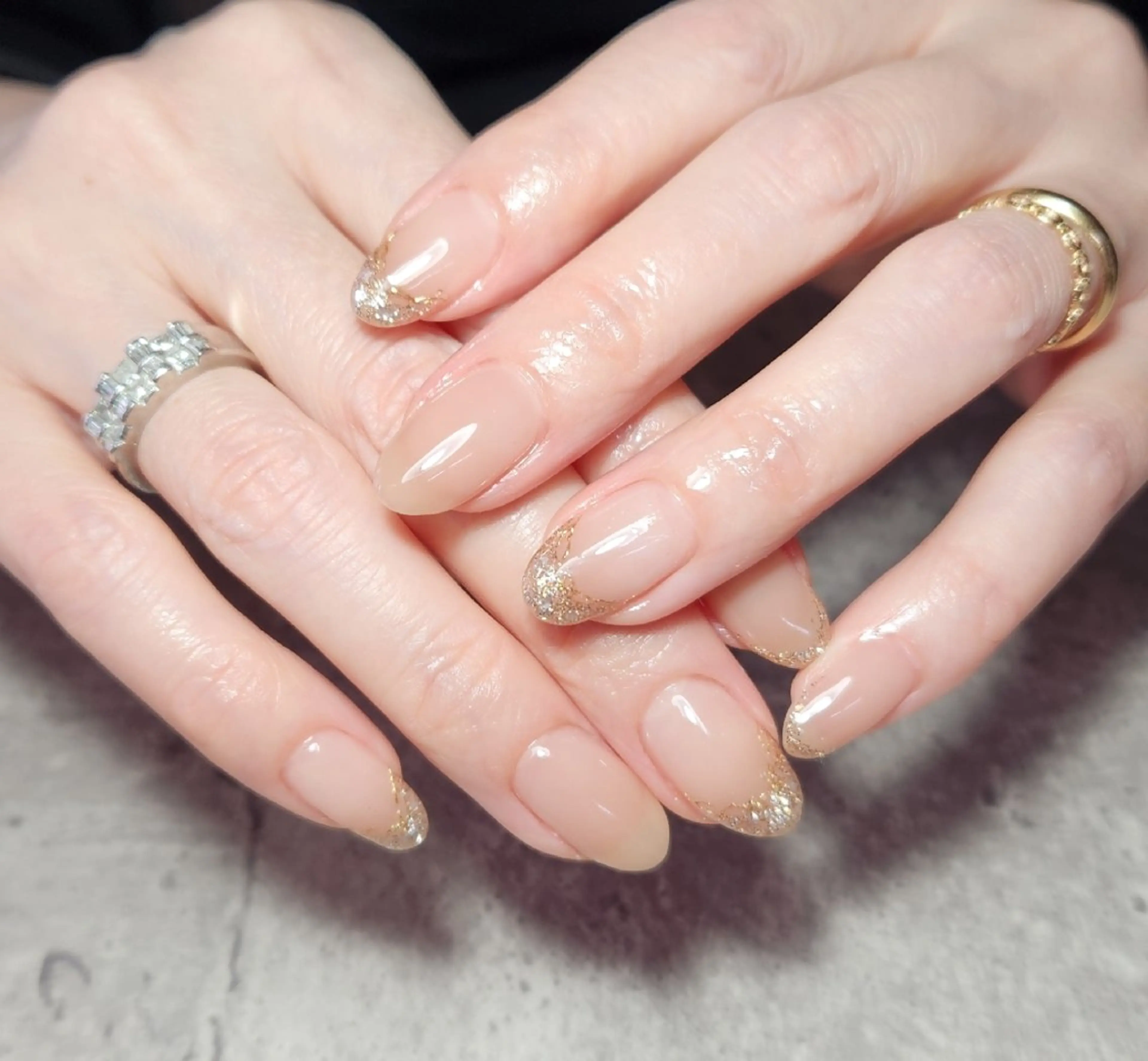 ネイル フレンチネイル ラメ(グリッター) ハンドネイル   BENNIEのネイルデザイン