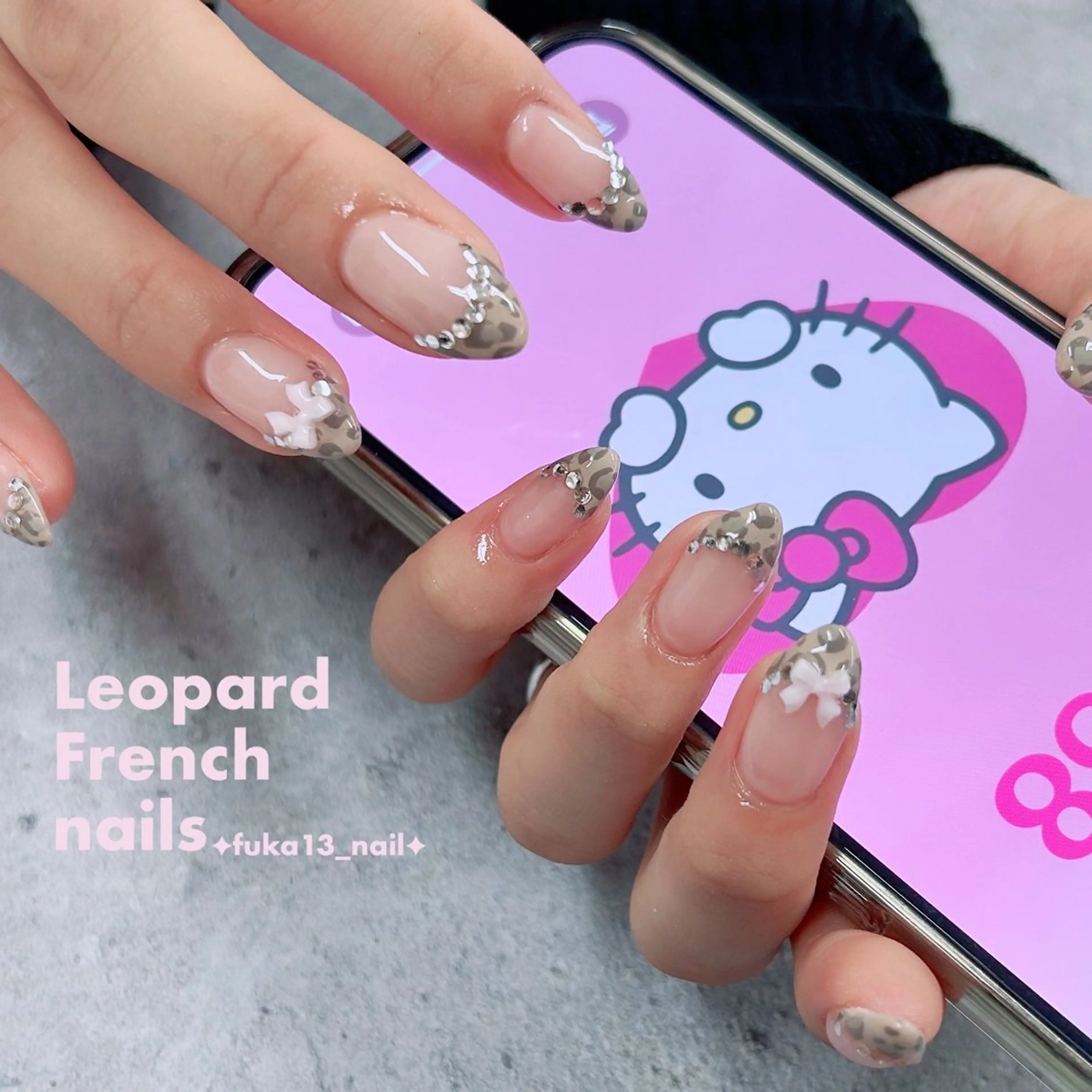 ネイル アニマル柄 フレンチネイル ガーリー 韓国ネイル 冬ネイル ハンドネイル ネイルサロンAnela【アネラ】所属・Nail♡Fuka. /1月予約受付中のネイルデザイン