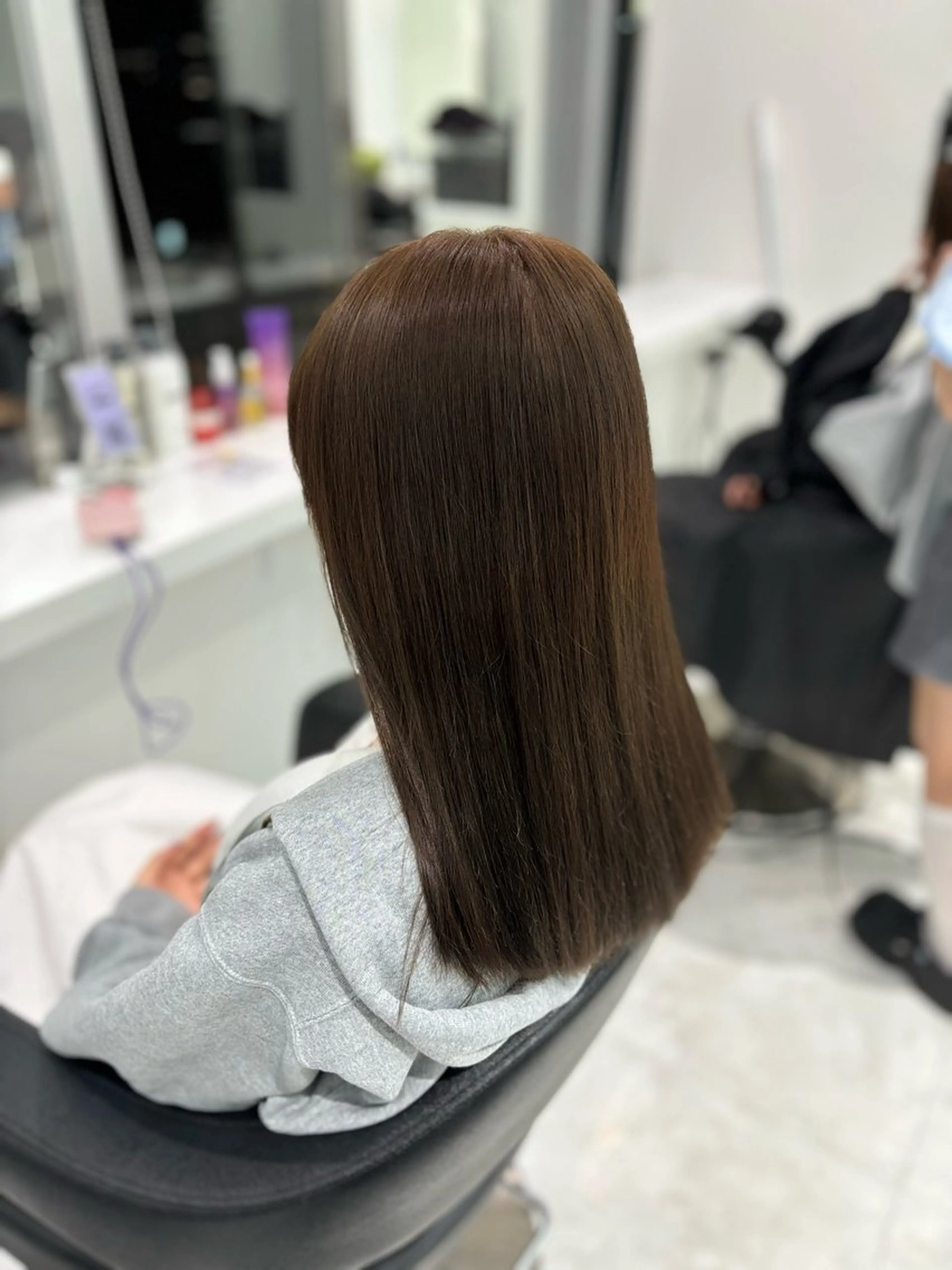 ロング カラー ヘアカラー トリートメント ヘッドスパ ヘアセット ブリーチなし透明感 ×縮毛矯正🤍ユウのヘアスタイル