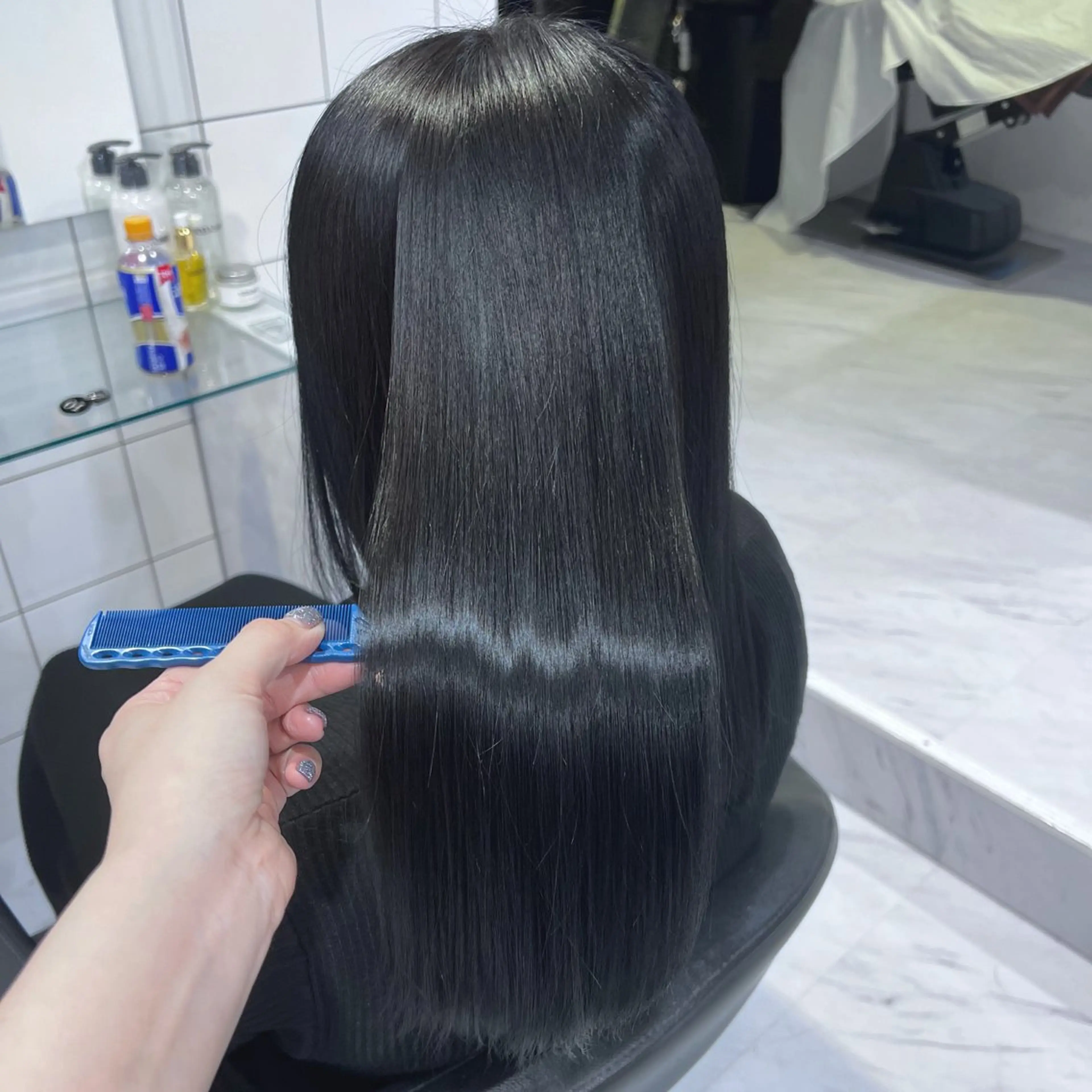 ロング カラー ヘアアレンジ キッズ ボブ くせ毛 髪質改善 縮毛矯正 トリートメント カット 縮毛矯正 トリートメント 🦋重くない暗髪🦋 Hana🦋のヘアスタイル
