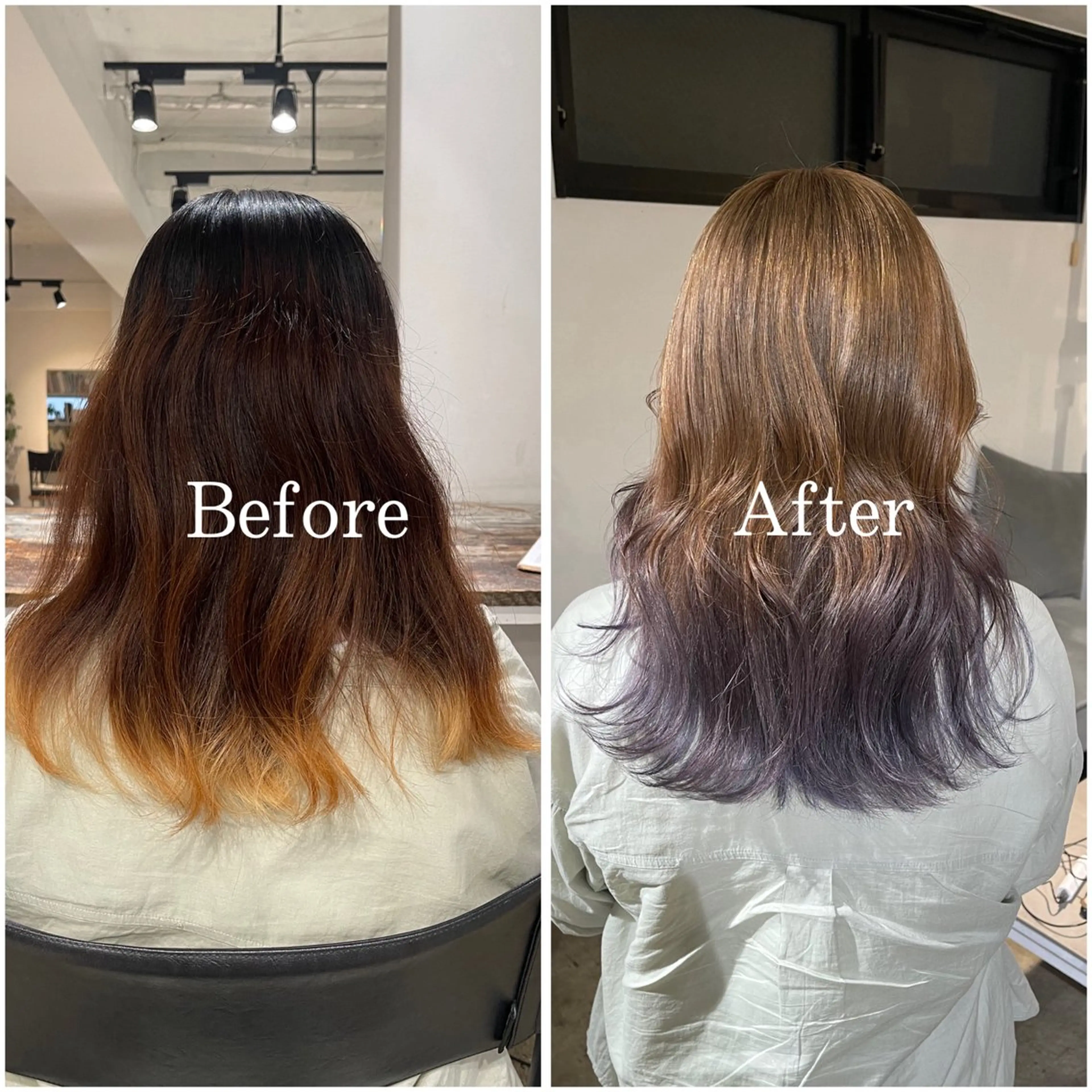 セミロング カラー ブリーチ デザインカラー ハイトーンカラー ムラ修正/ ハイトーン💖Riaのヘアスタイル