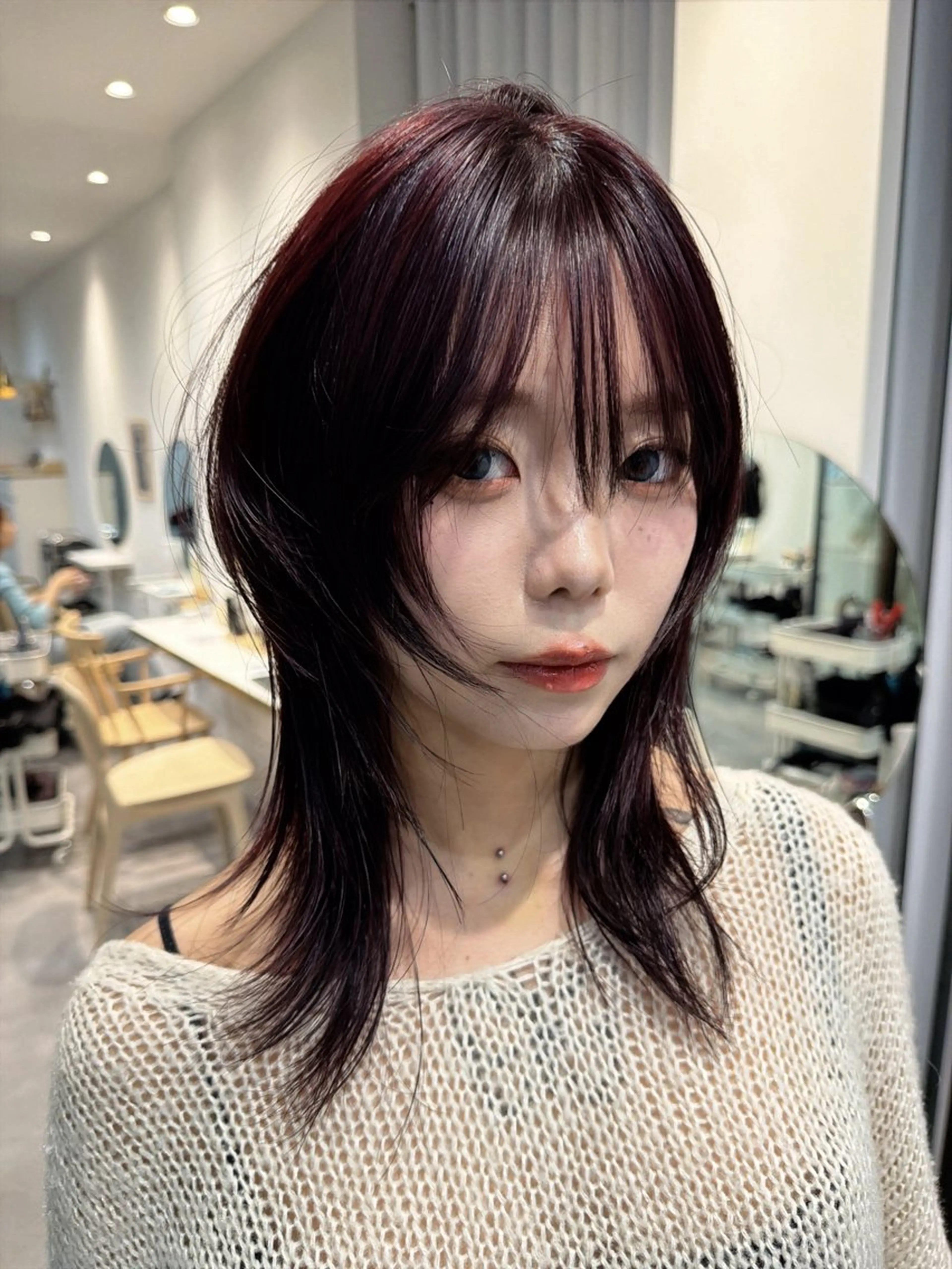 セミロング ハッシュカット レイヤーカット カット ヘアカラー トリートメント 韓国レイヤー/透明感 /髪質改善/アジキのヘアスタイル