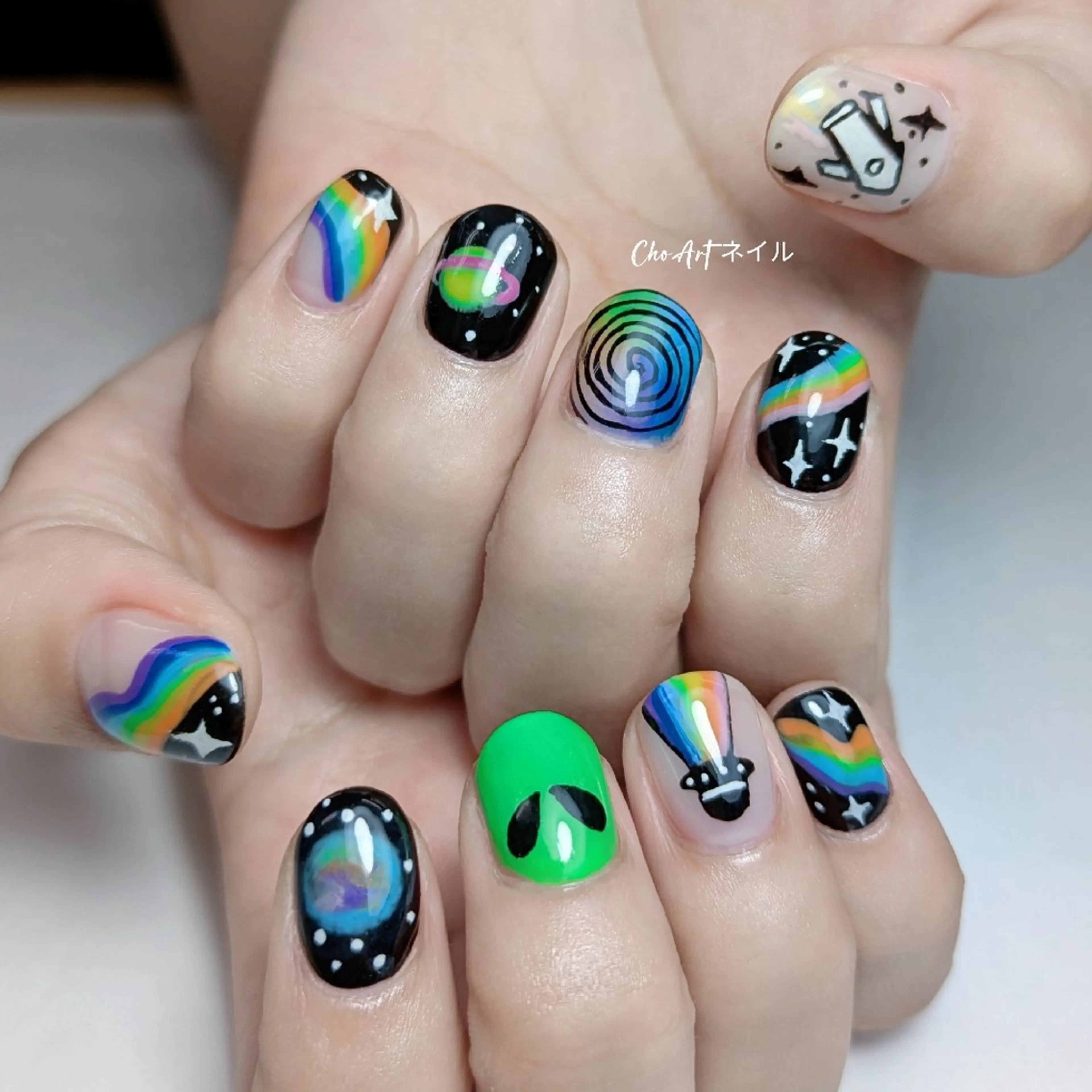 ネイル アートネイル オーロラネイル フラワーネイル キラキラネイル ラメ(グリッター) Cho Artネイル所属・ronronne .のネイルデザイン