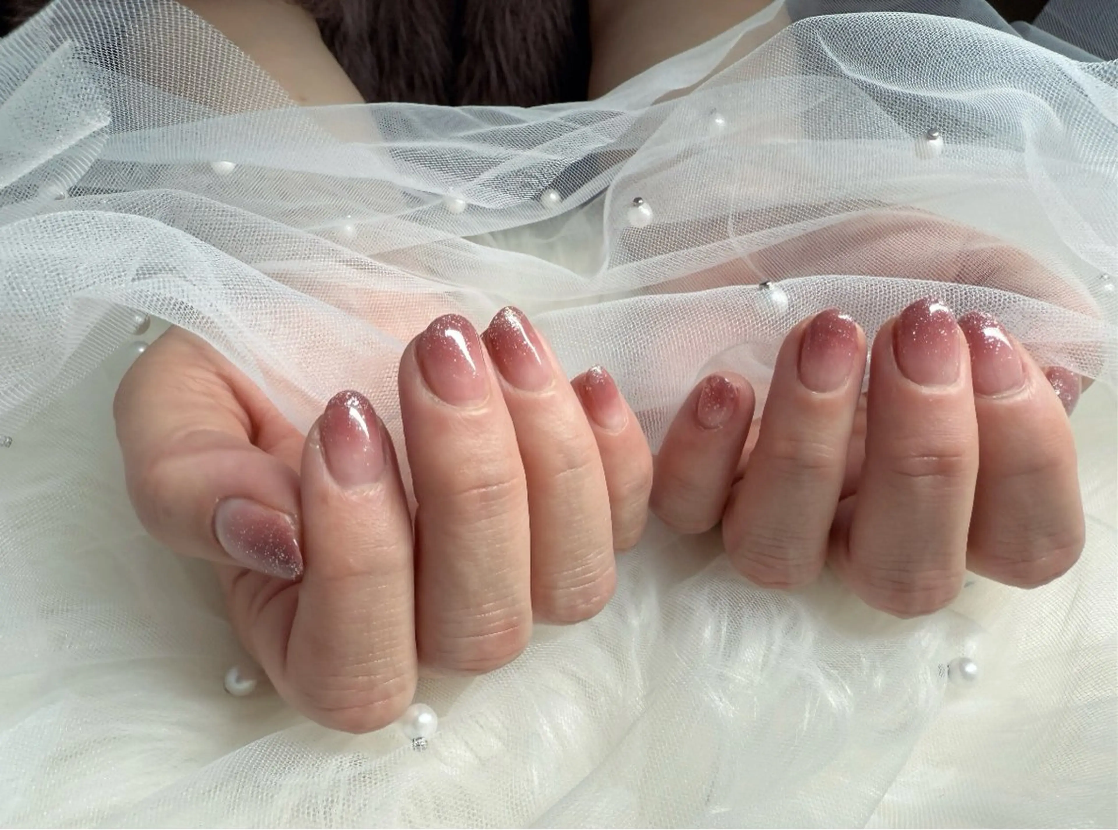 ネイル ブルー グラデーション ラメ(グリッター) シンプルネイル ハンドネイル soleil . Mashiroのその他イメージ