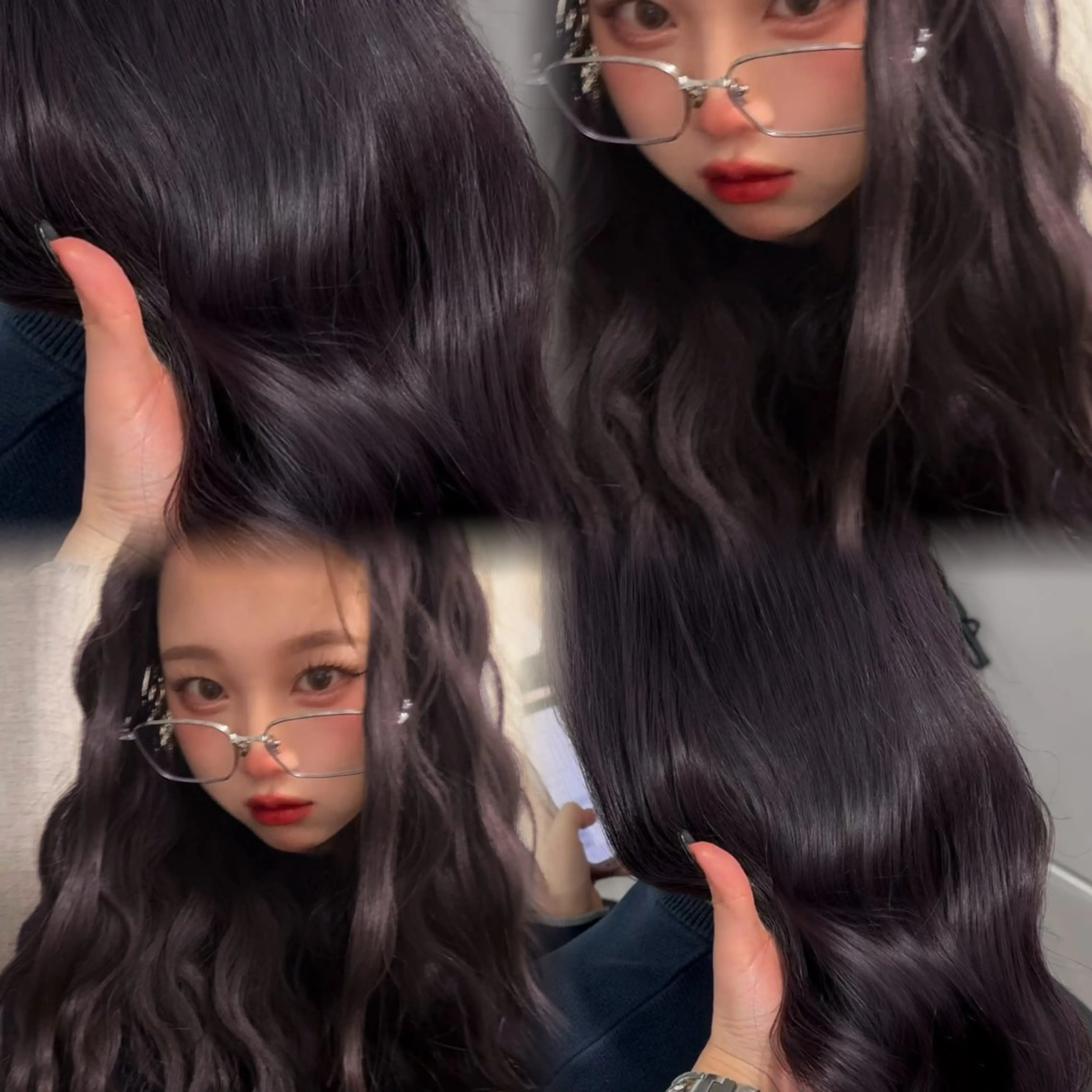 ロング カラー ヘアカラー 暗髪🩶ラベンダー/ ブルー/ユウナ🤍のヘアスタイル