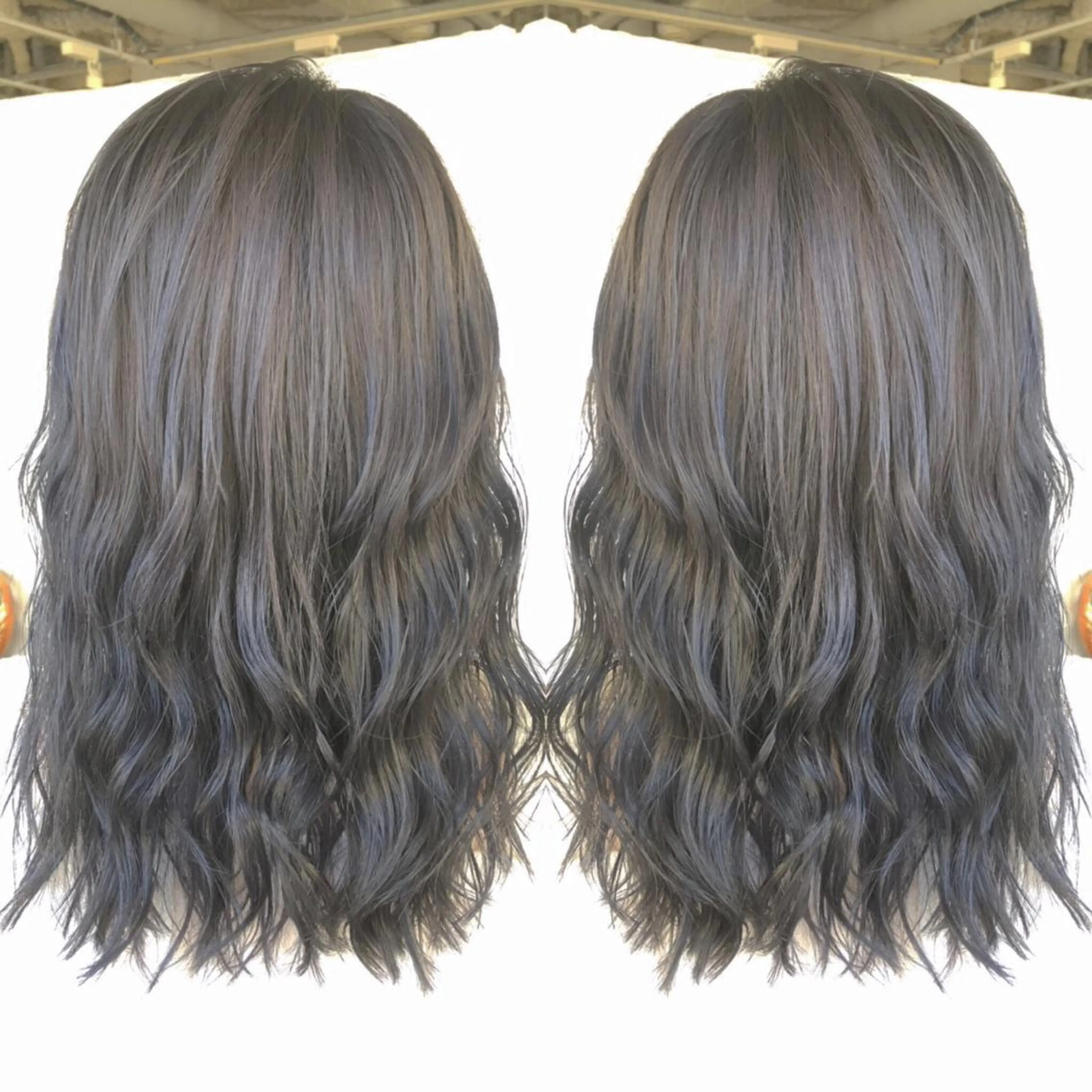 セミロング カラー パーマ ヘアアレンジ グレージュ エグチ アキラのヘアスタイル