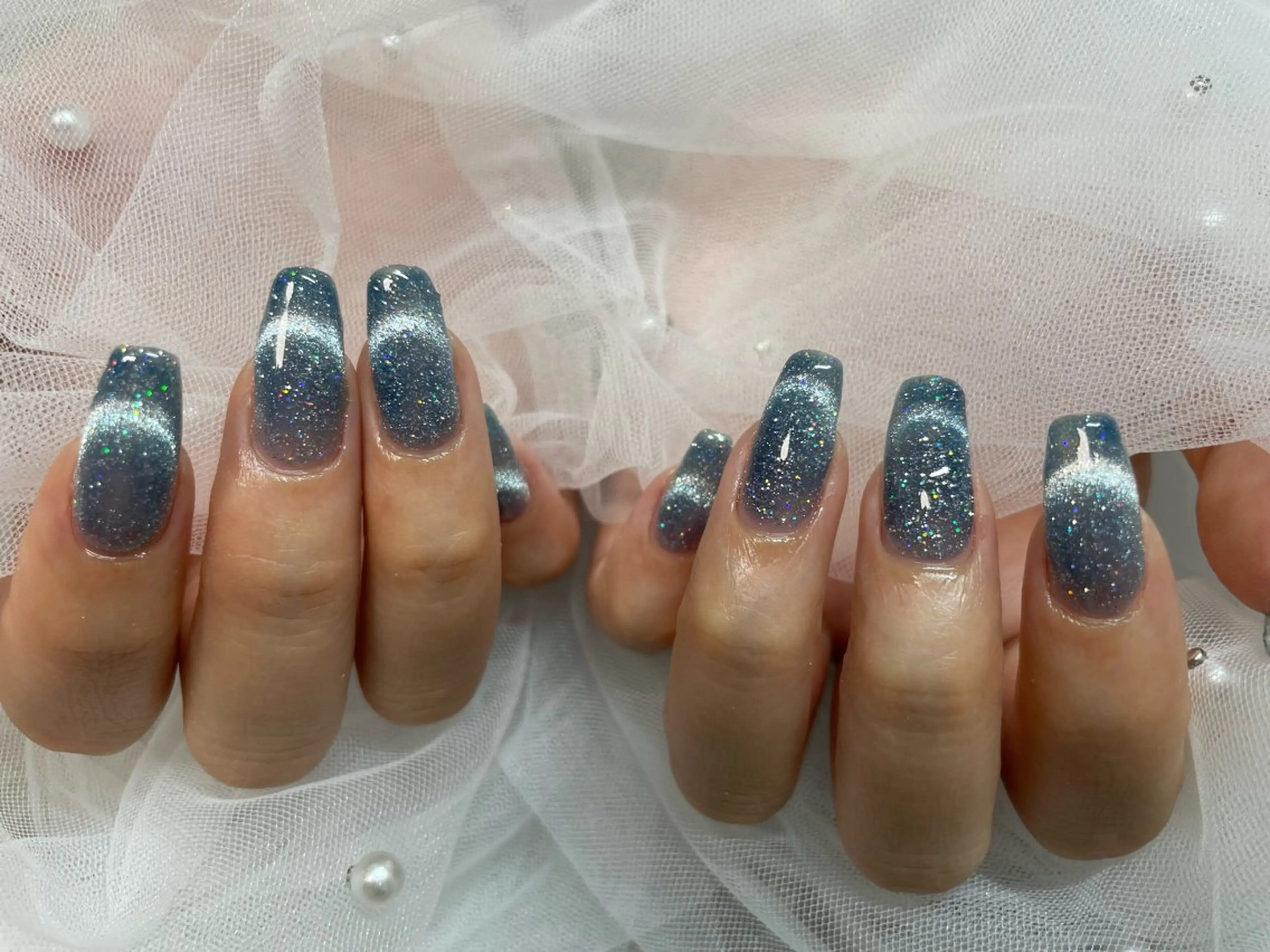 ネイル フレンチネイル マグネットネイル マグネットフレンチ Lattirer 銀座所属・ラティレ銀座所属 SATOYAMAのネイルデザイン