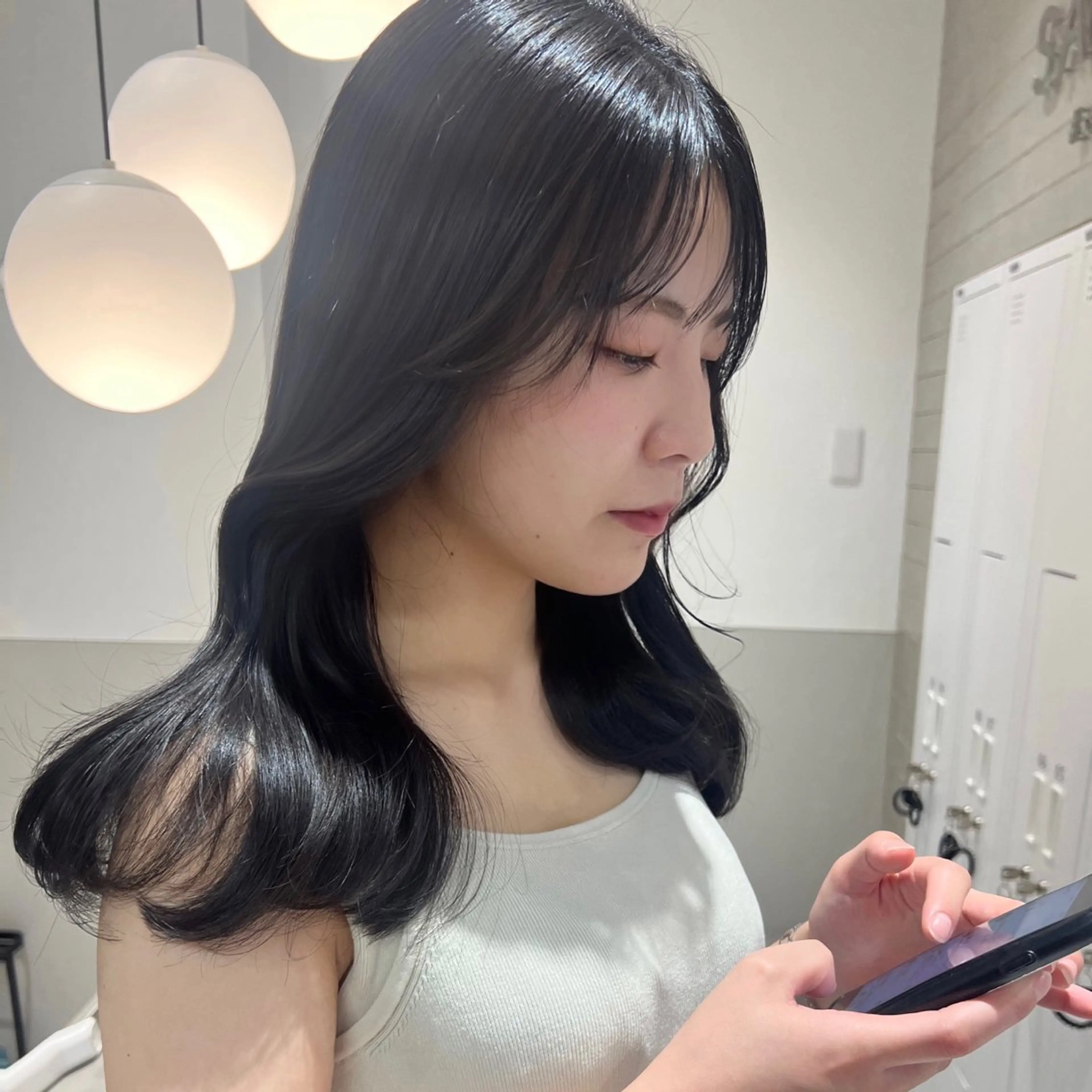 セミロング くびれヘア 韓国モテhair🍑 momoのヘアスタイル