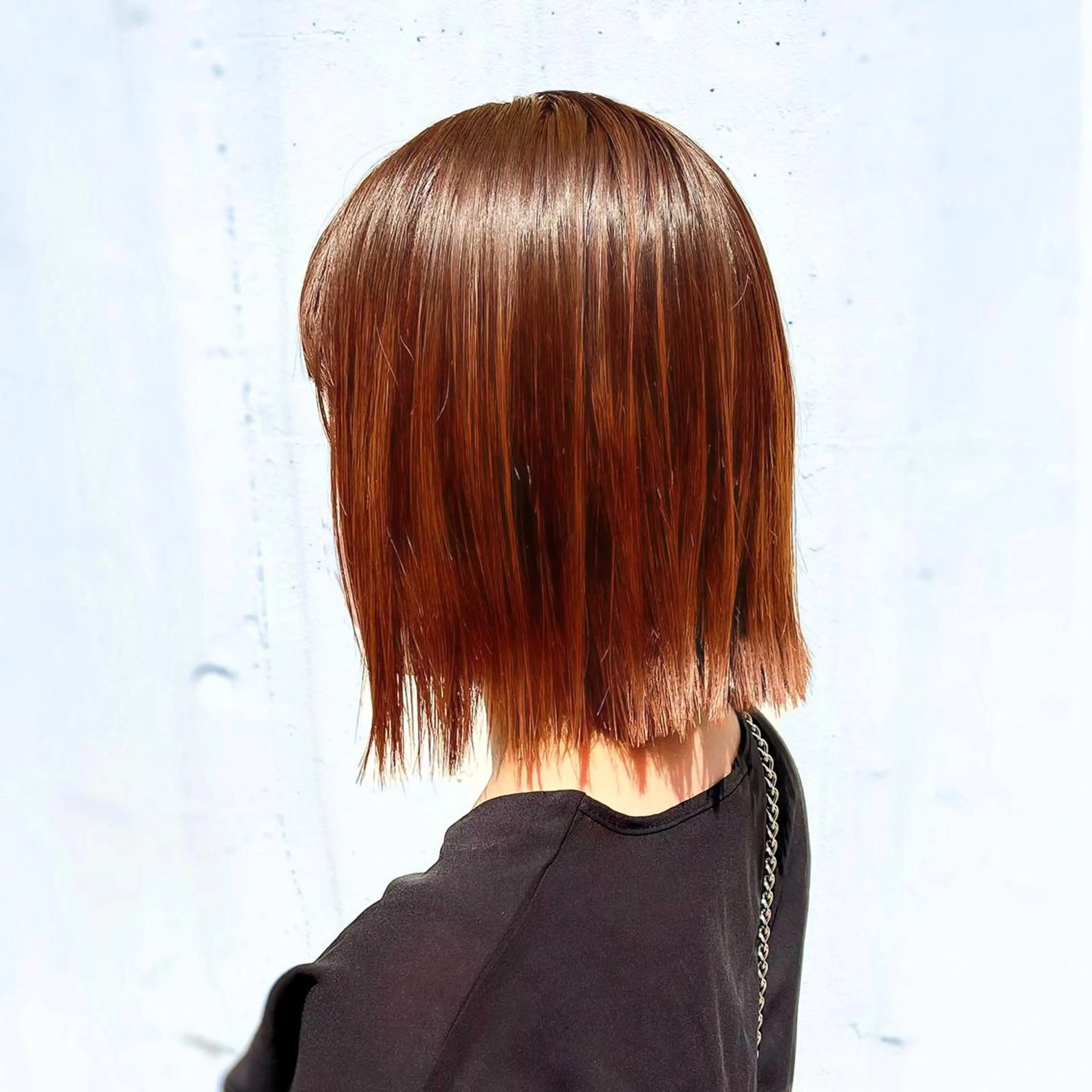 ミディアム カラー 切りっぱなしボブ オレンジ ボブ 泉 堅也のヘアスタイル