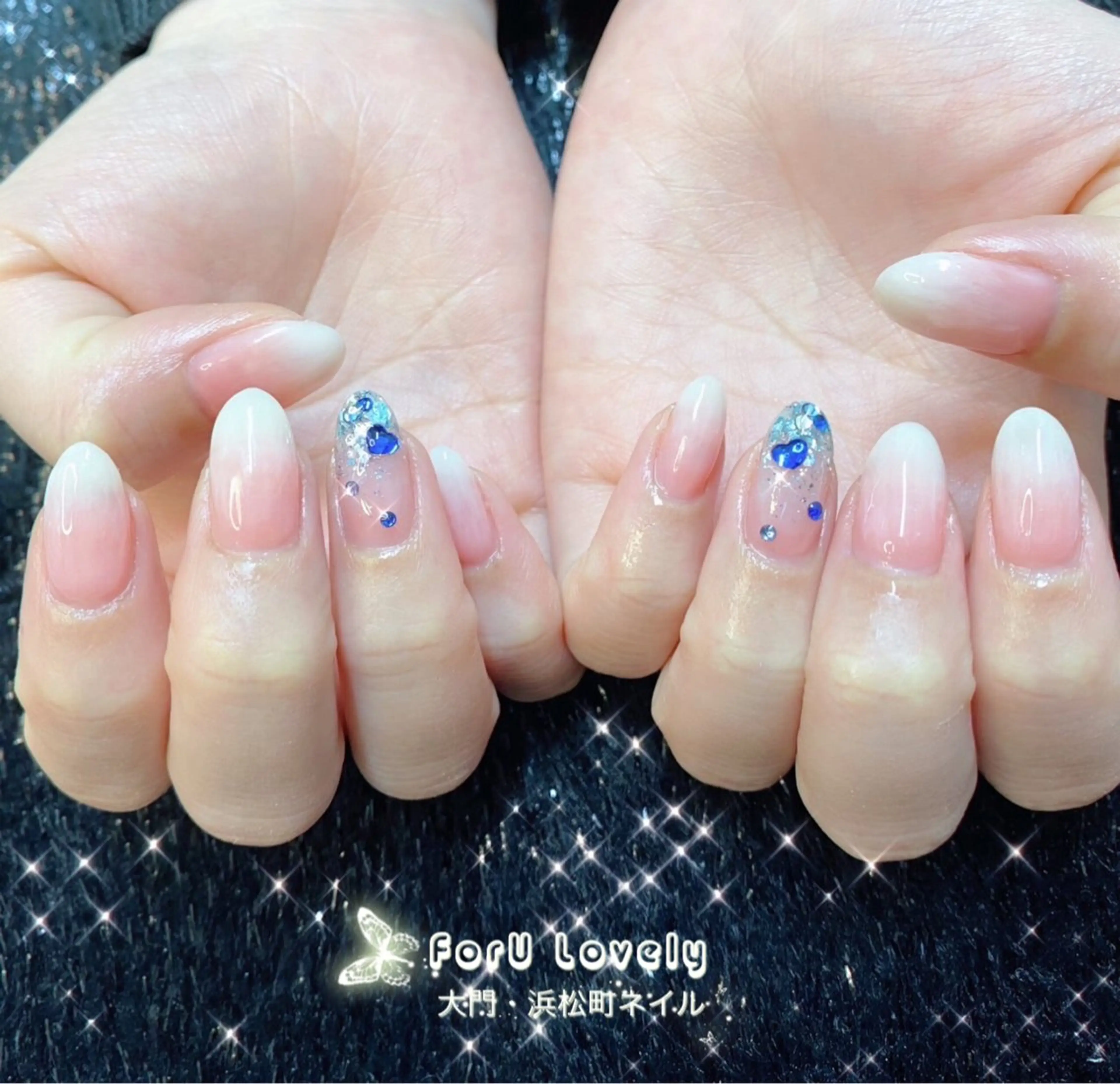 ネイル フレンチネイル ジェルネイル ガラスフレンチ ゴージャス グラデーション 大門浜松町 ネイルのネイルデザイン