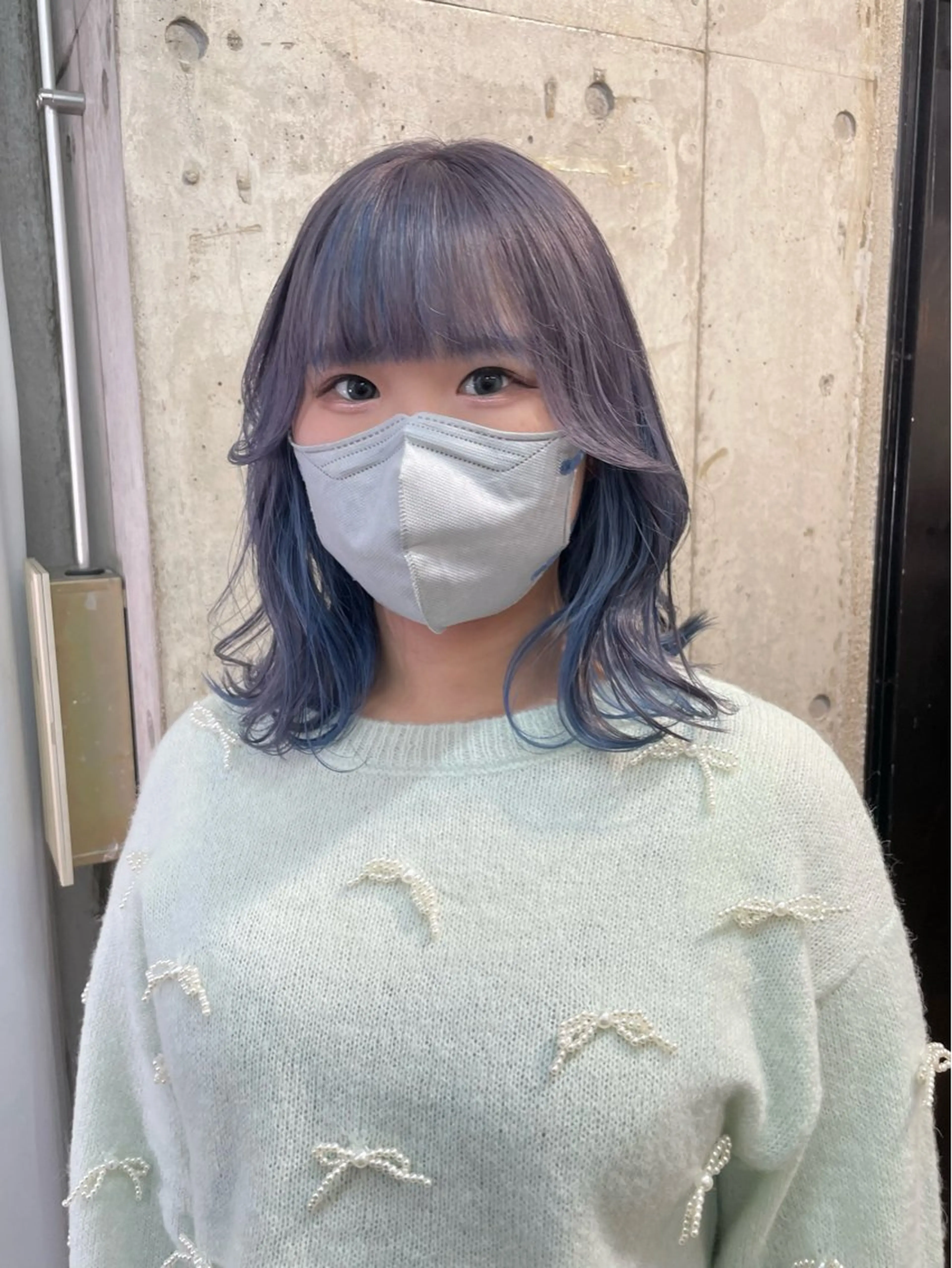 セミロング カラー ブルーカラー ラベンダーカラー シルバー lani hair salon所属・SHOTO ハイトー ン/デザインカラーのヘアスタイル