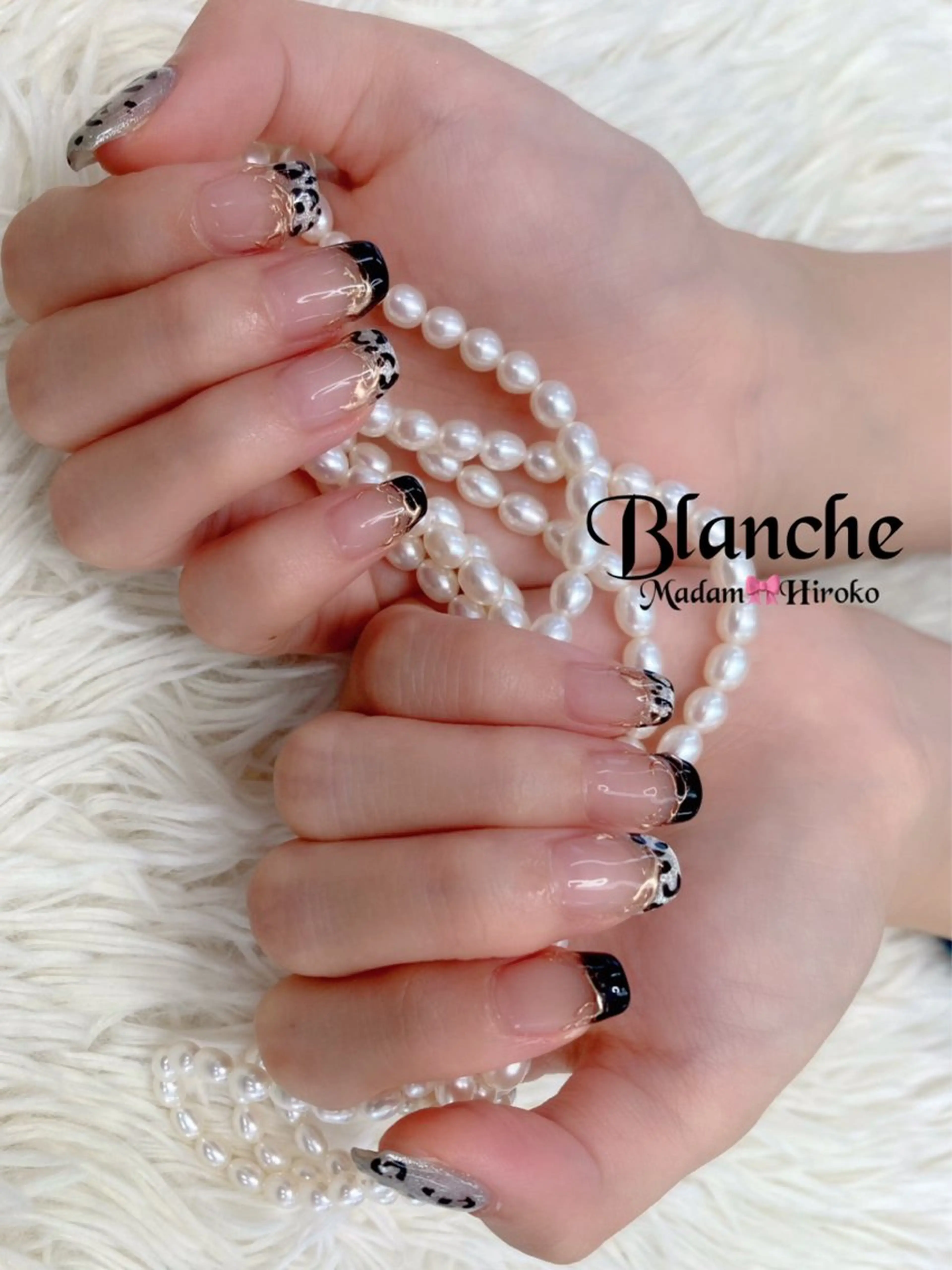 ネイル アニマル柄 フレンチネイル Lianネイル 寛子Lianのネイルデザイン