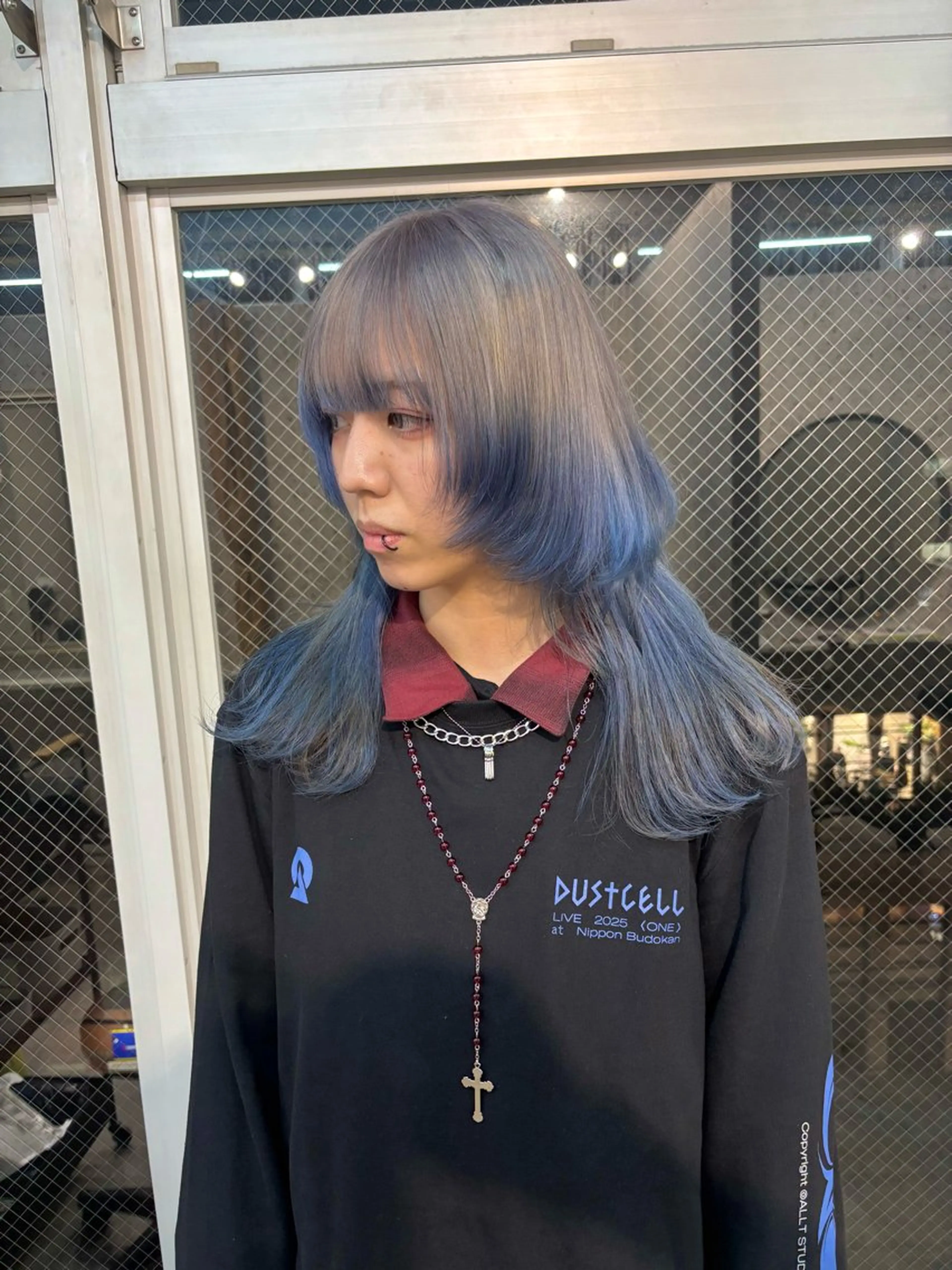 ロング カラー ブルーカラー ウルフカット lani hair salon所属・SHOTO ハイトー ン/デザインカラーのヘアスタイル