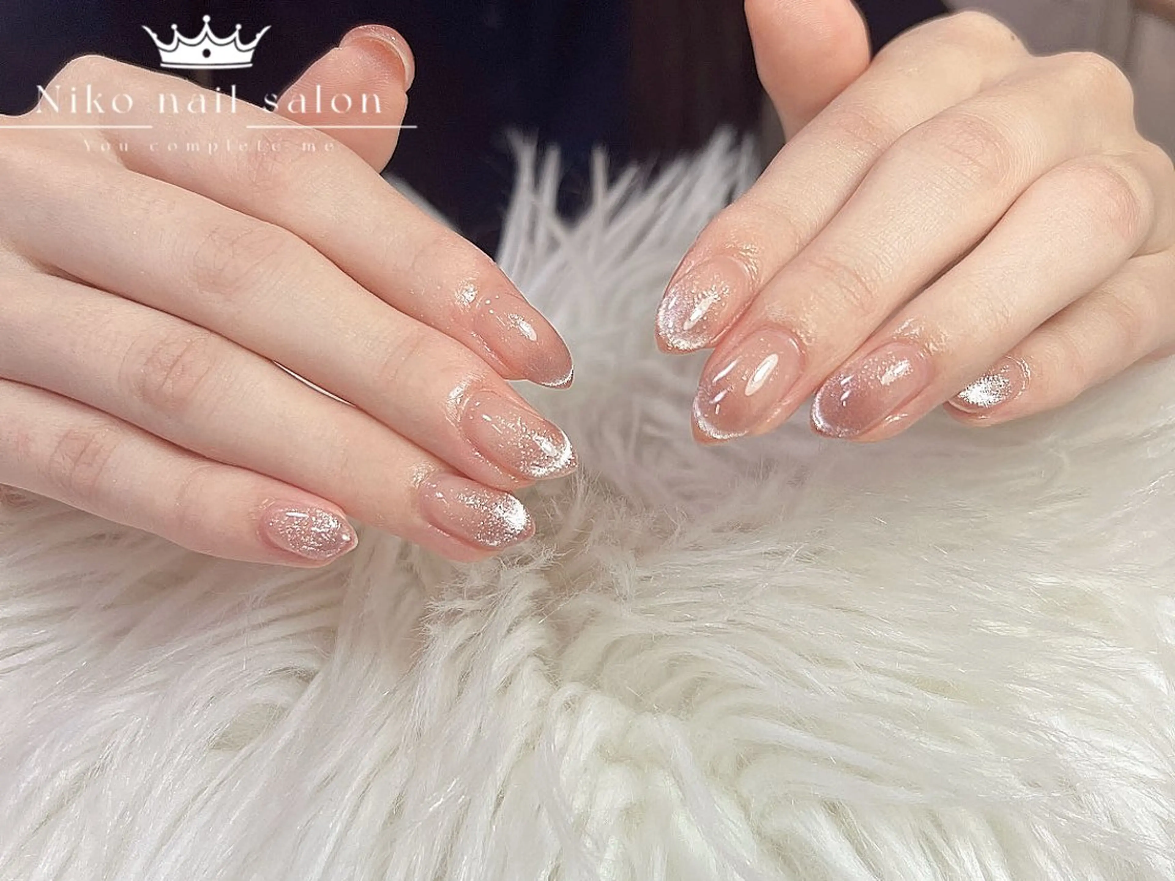 ネイル チークネイル フットネイル フレンチネイル ジェルネイル ガラスフレンチ 柚子 Nikoのネイルデザイン