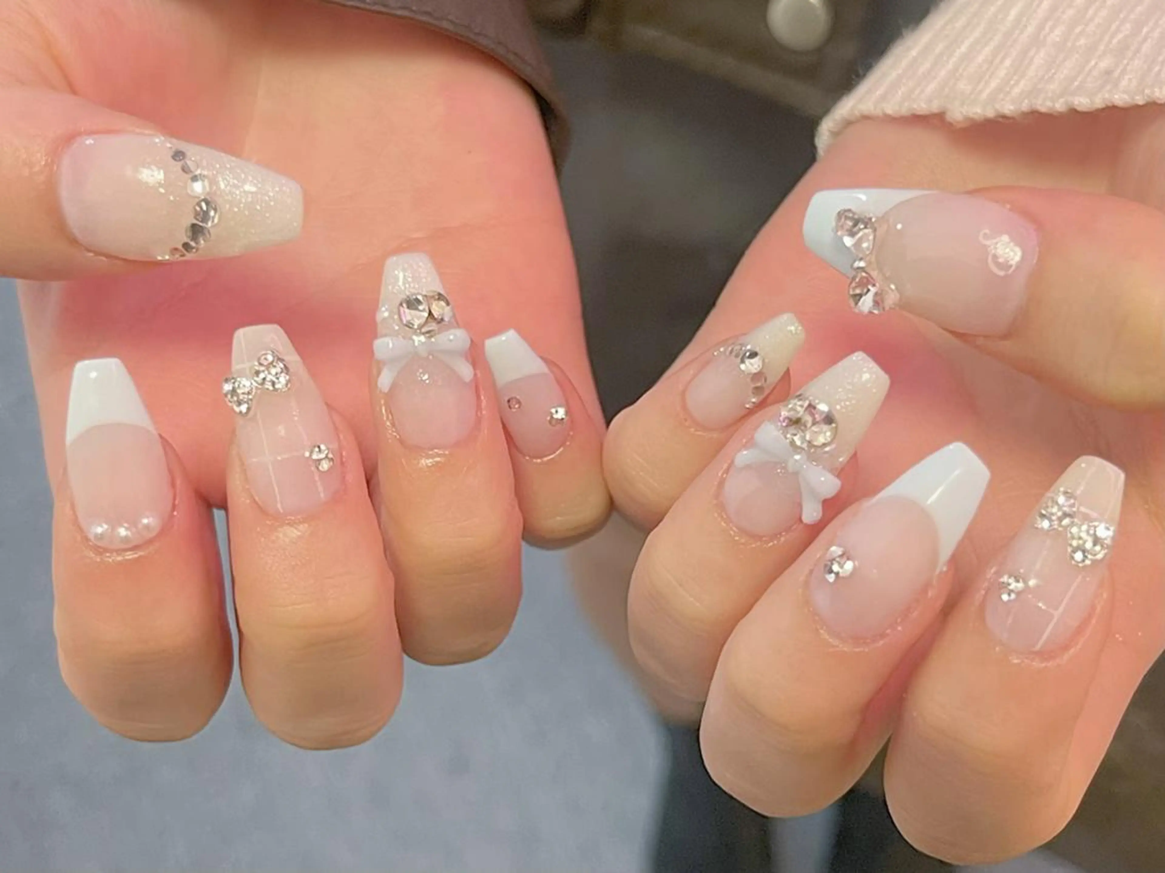 ネイル チークネイル クリアネイル ガーリー キラキラネイル 韓国ネイル RiRi Belle Nail池袋のネイルデザイン