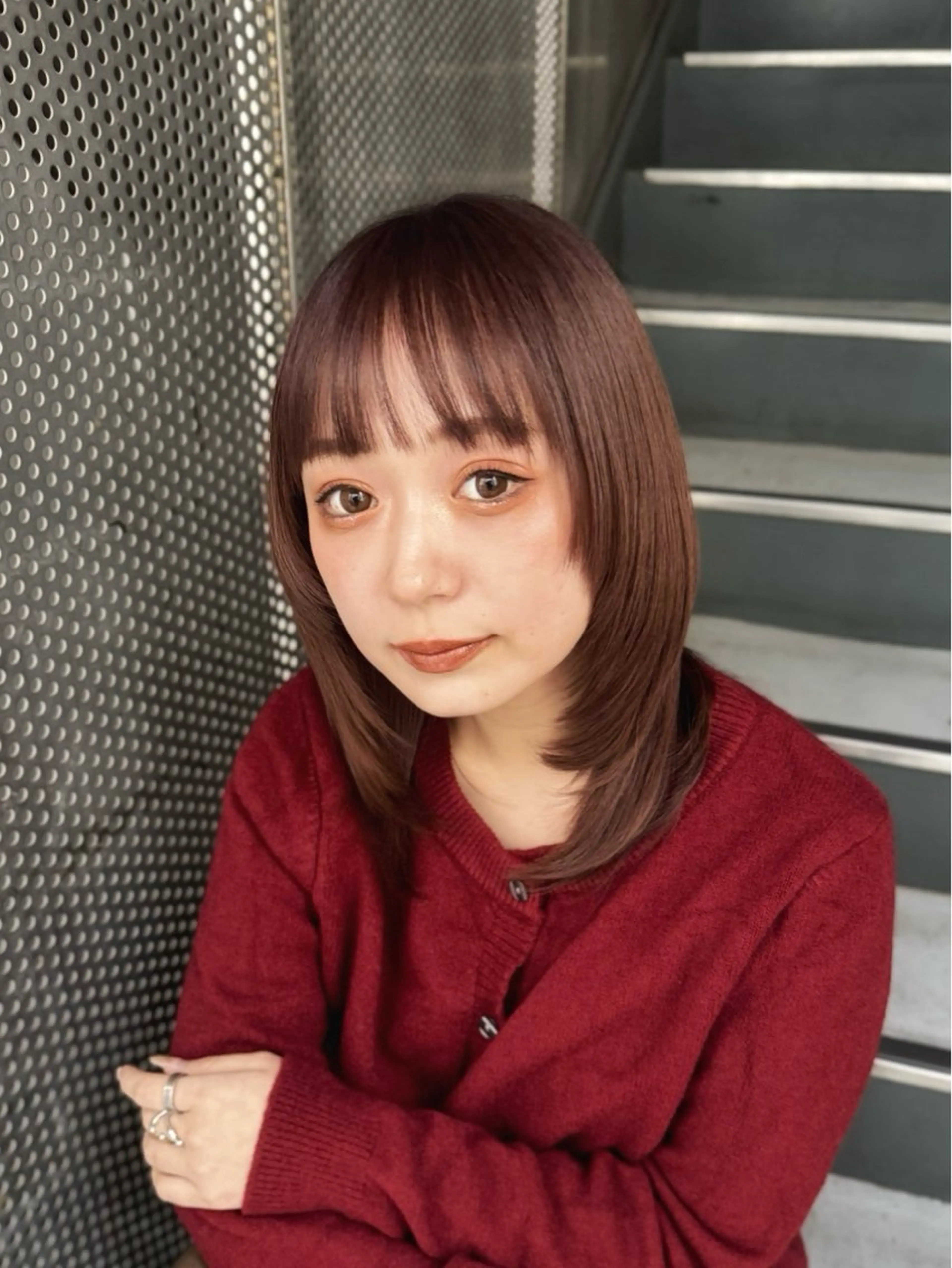 ミディアム カラー ブラウンカラー 透明感カラー レイヤーカット ウルフカット ウルフレイヤー SALOWIN新宿三丁目【サロウィン】所属・レイヤー🔶髪質改善 🔶透明感カラー青木のヘアスタイル