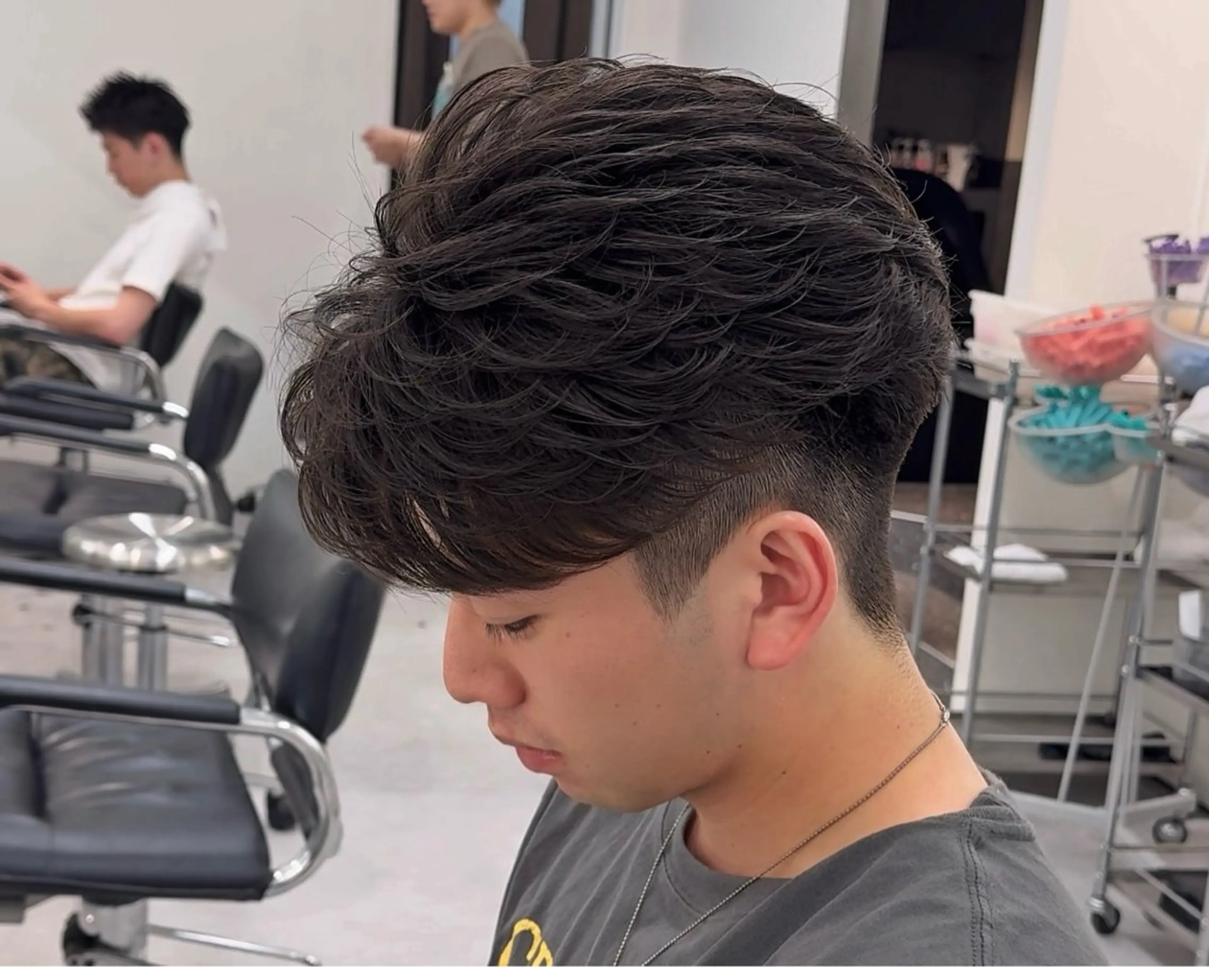 ショート パーマ メンズ フェザーパーマ メンズパーマ カット パーマ Ace栄所属・メンズ専門/栄/ パーマ特化/ゆうとのヘアスタイル