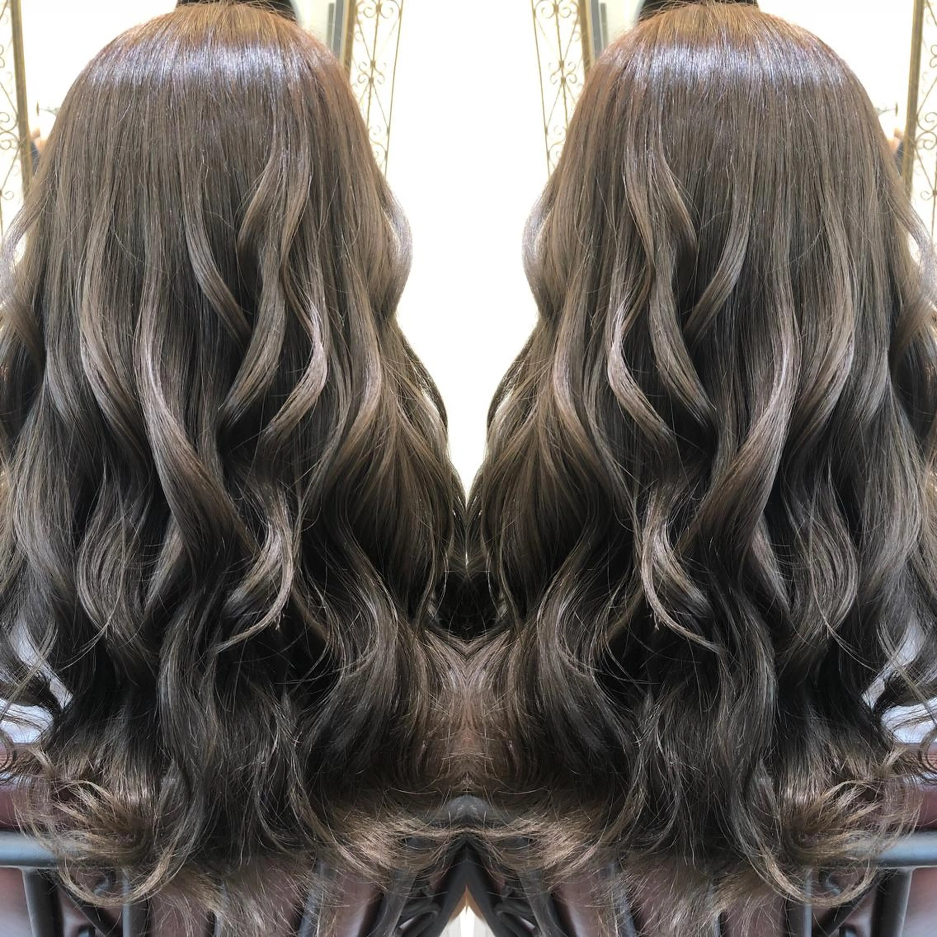 ロング カラー グラデーションカラー グレージュ 皆巳 達郎のヘアスタイル