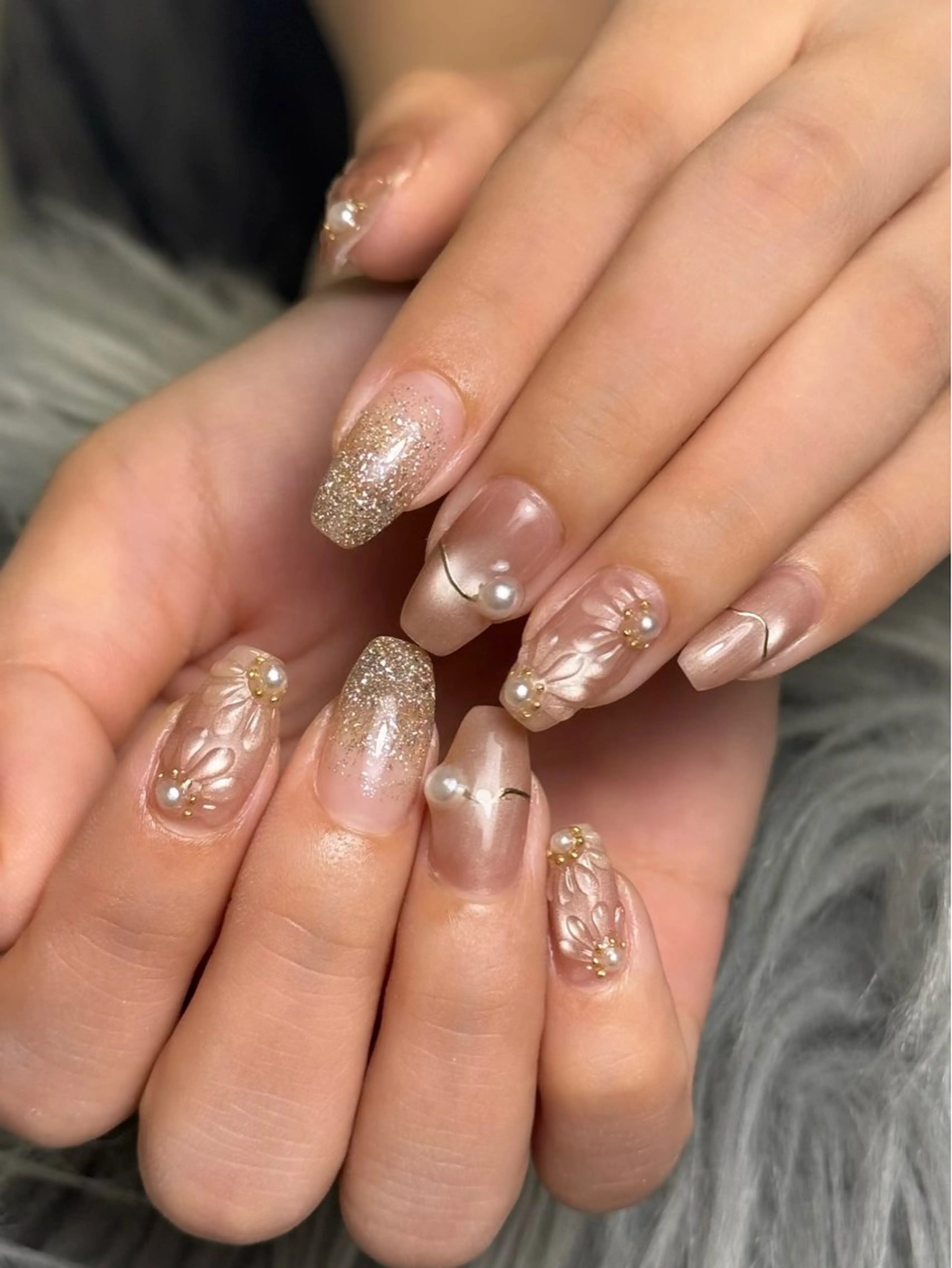 ネイル ブラウン クリアネイル グラデーション 持ち込み ハンドネイル Nail salon h所属・nail salon h🎀小夏のネイルデザイン