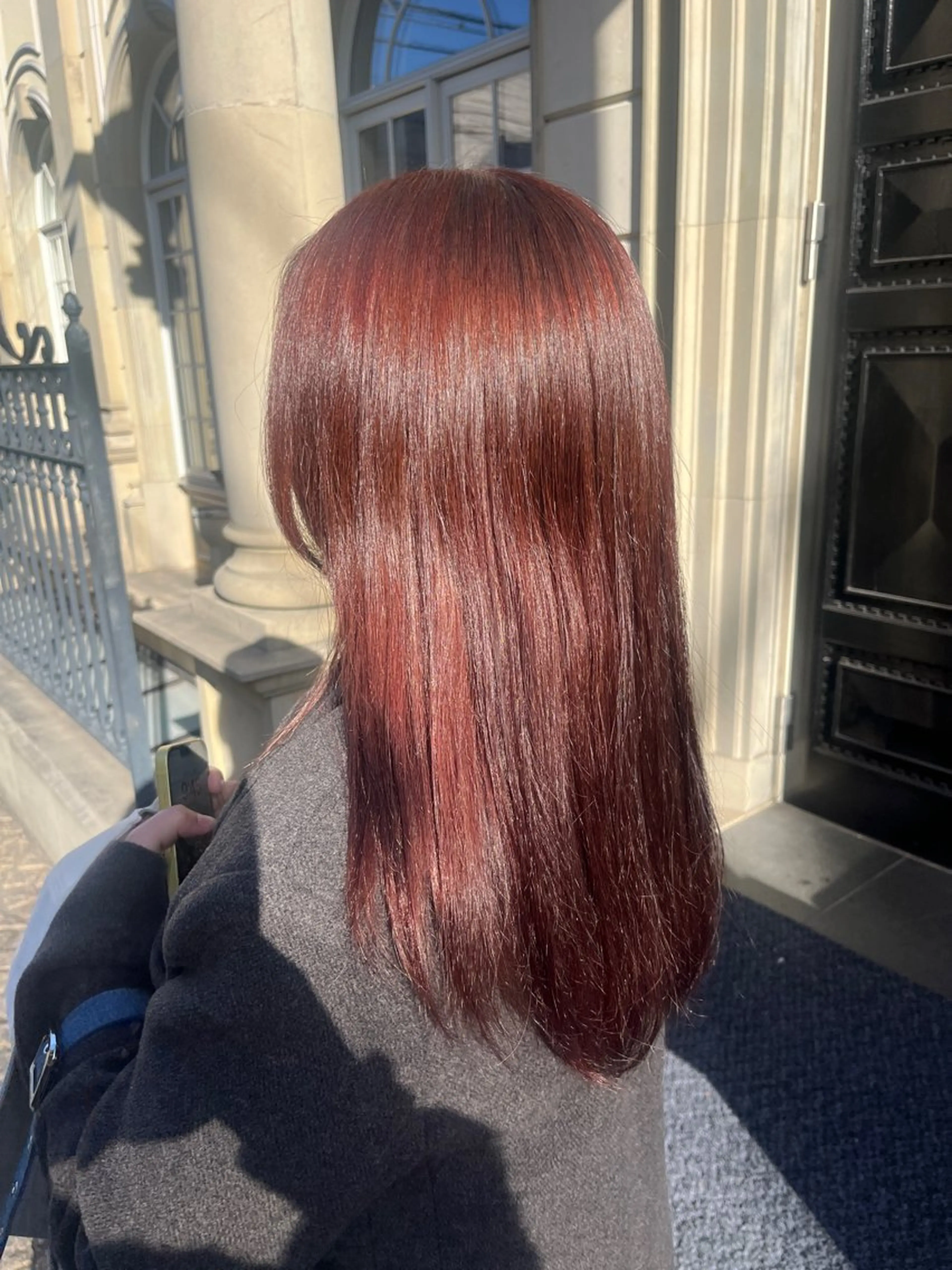 セミロング カラー ダブルカラー レッドカラー 卒業式のヘアスタイル 熊谷 紗奈のヘアスタイル