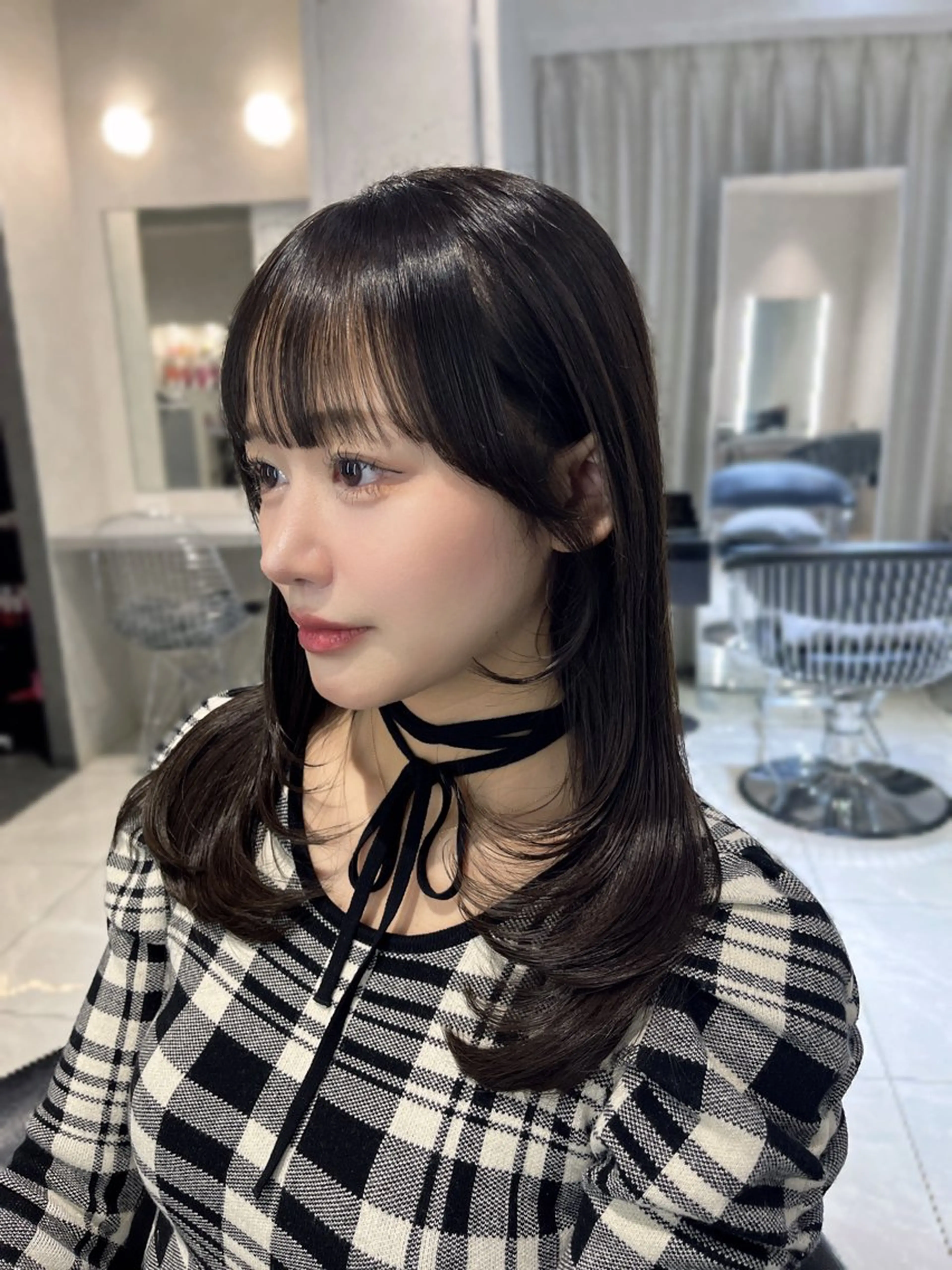 セミロング カラー レイヤーカット カット ヘアカラー トリートメント 韓国レイヤー×モテ髪 /MITSUKI🤍のヘアスタイル