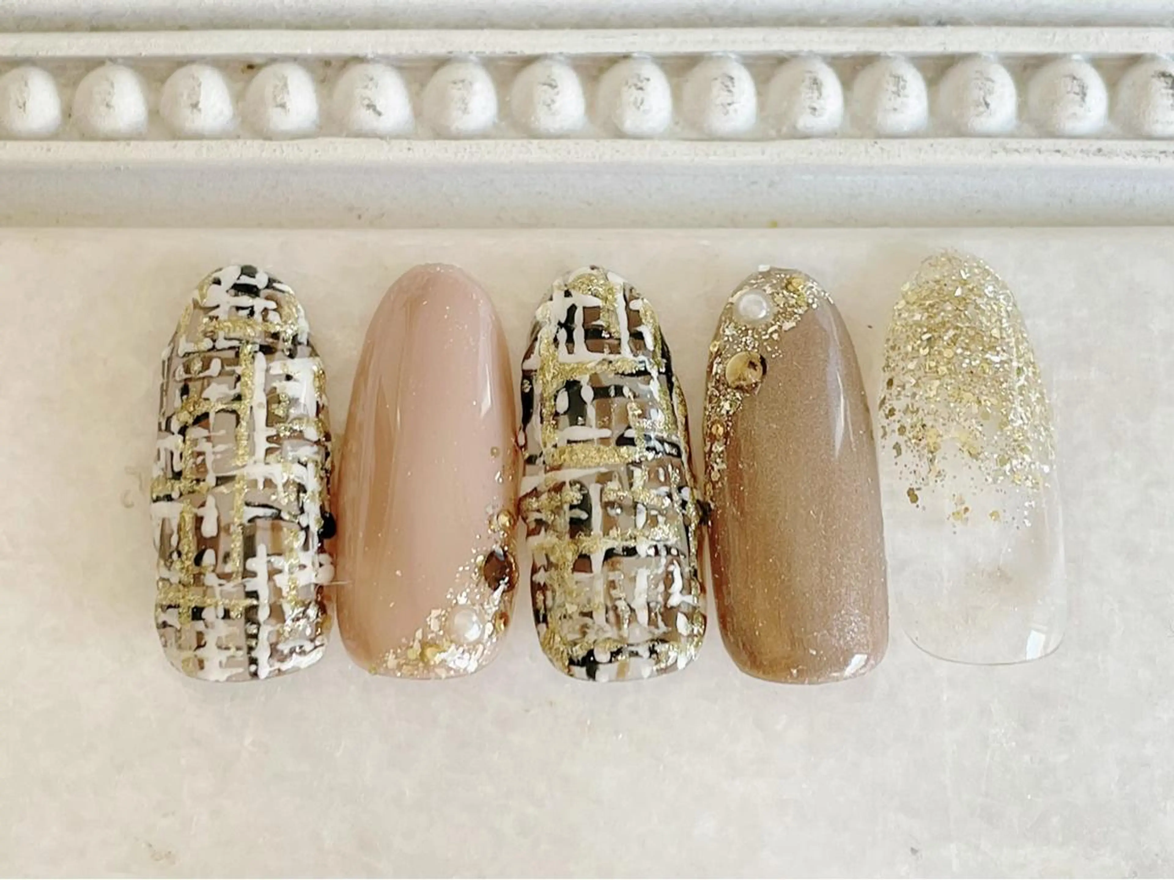 ネイル ジェルネイル パラジェル ツイードネイル ハンドネイル Satomi  のネイルデザイン