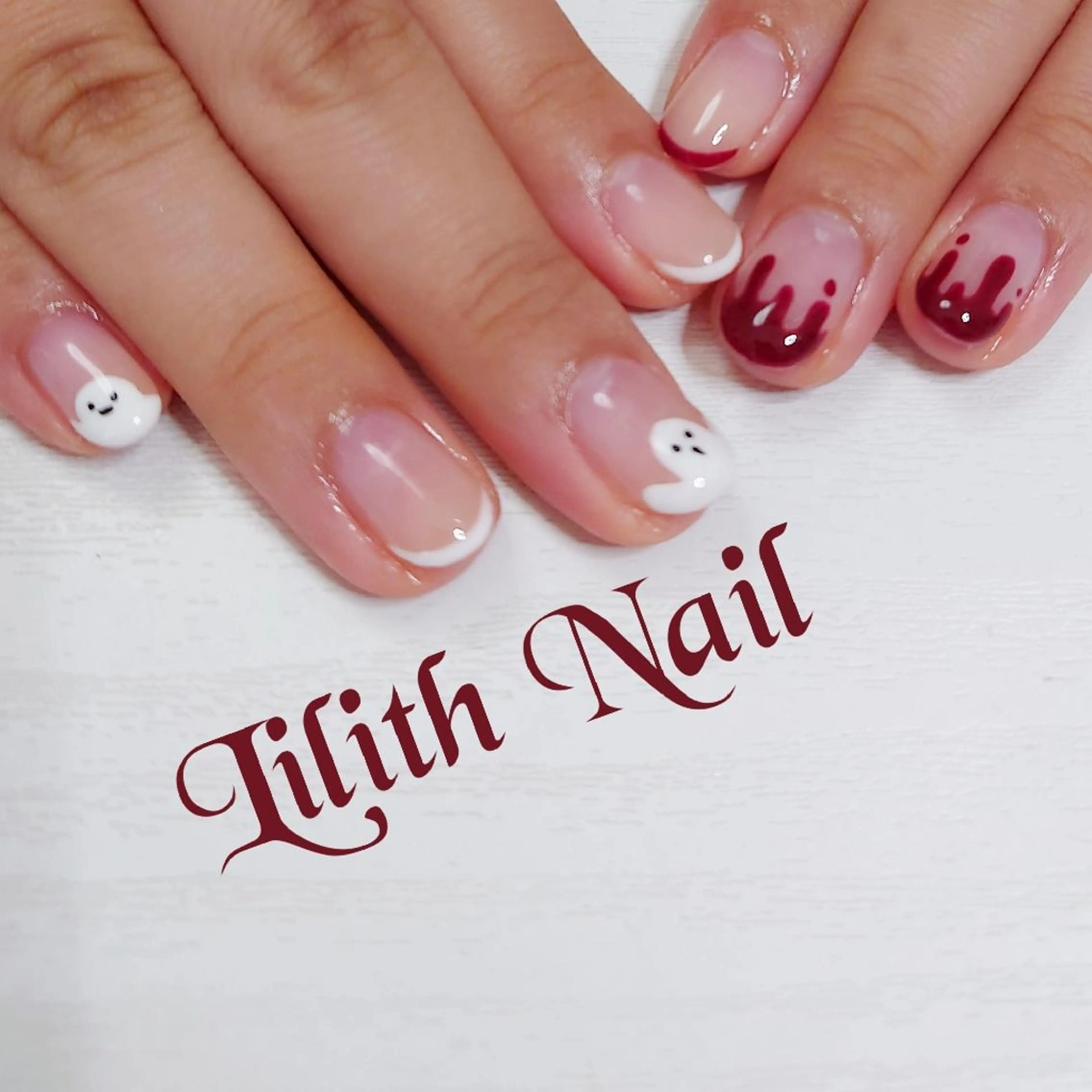 ネイル フレンチネイル ハロウィン オフィスネイル ショートネイル 冬ネイル ハンドネイル Lilith Nailのネイルデザイン