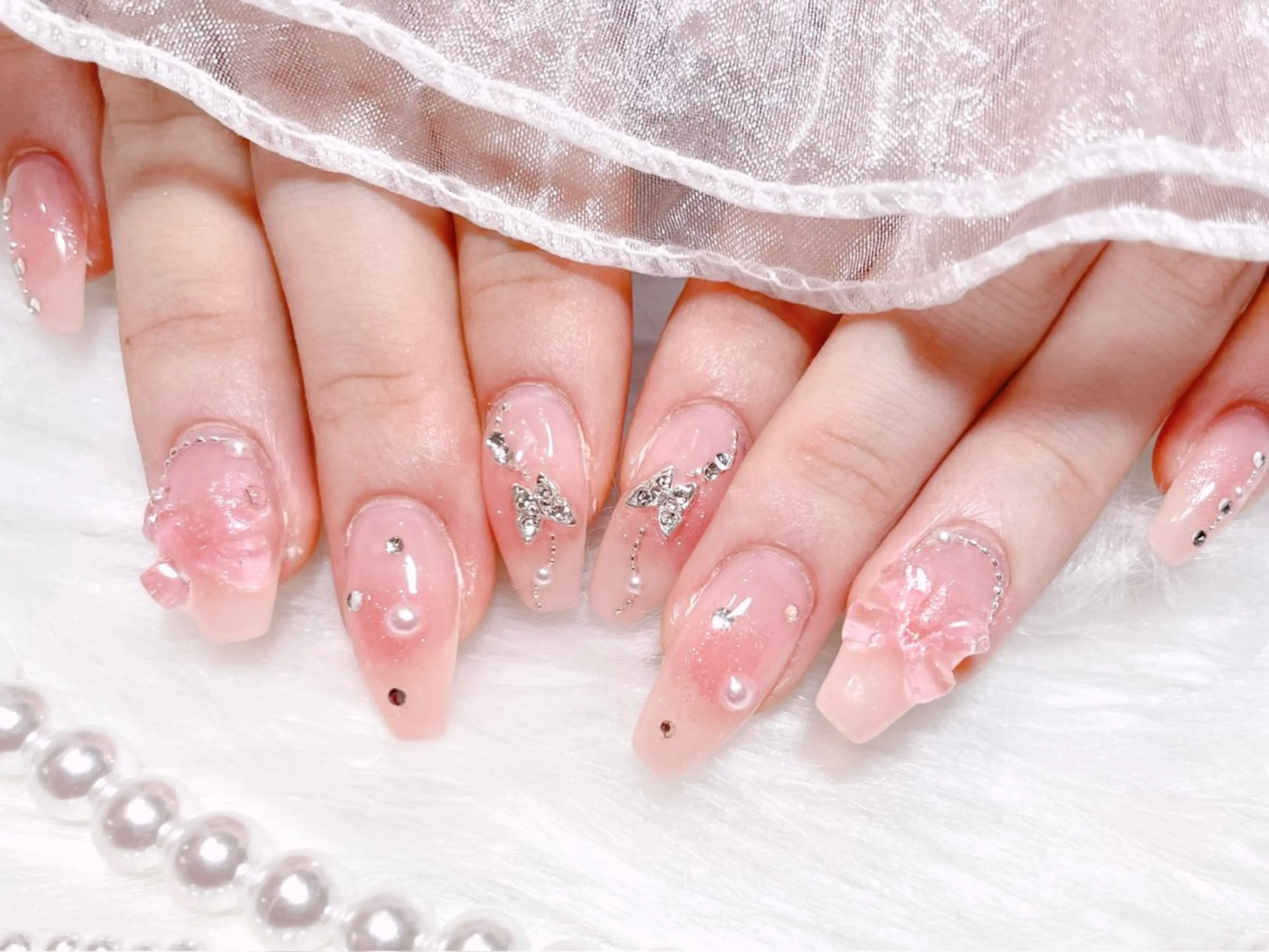 ネイル チークネイル ジェルネイル パラジェル ワンホンネイル ハンドネイル ゆりか ジョアアンジェ福島のネイルデザイン