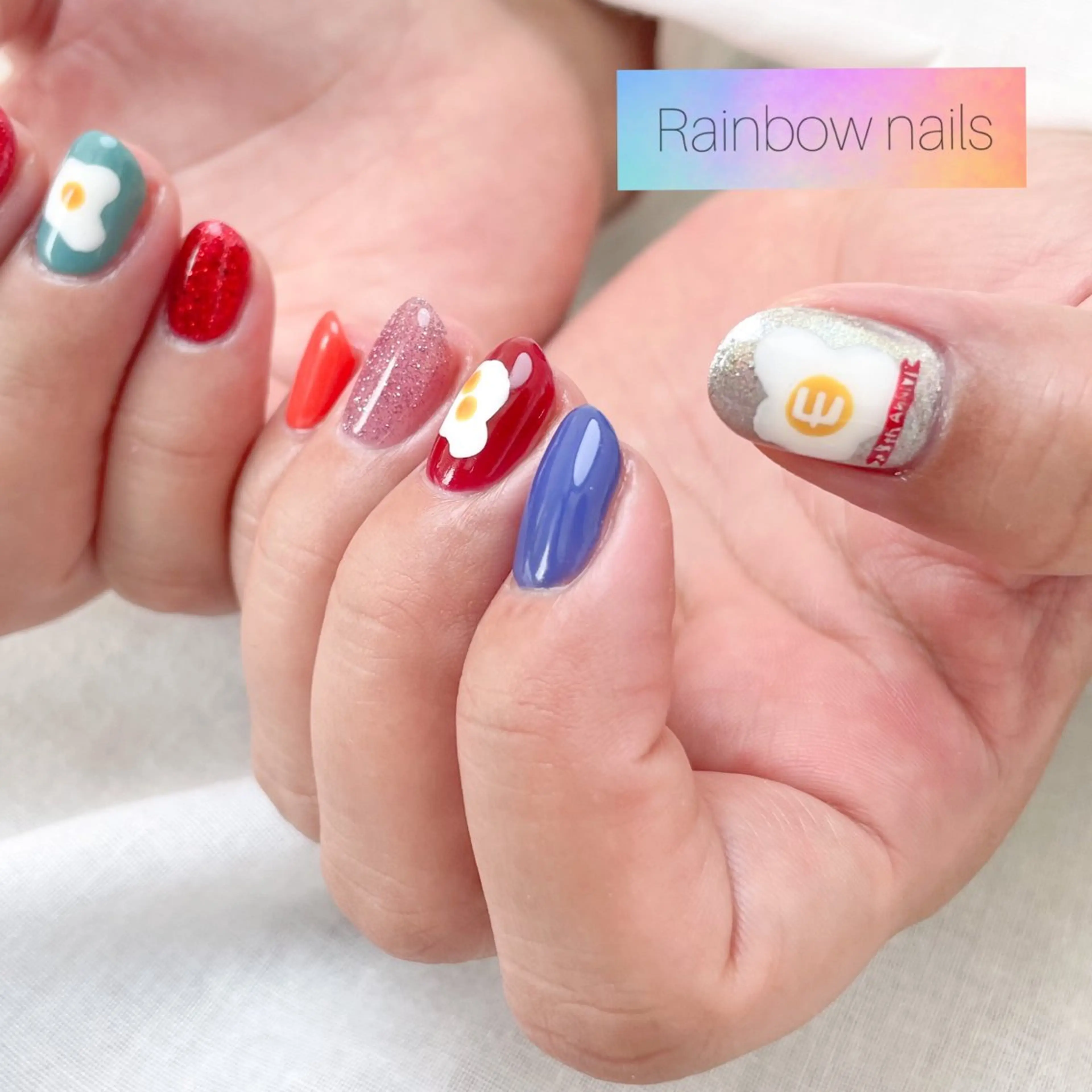 ネイル Rainbow nailsくろちゃんのネイルデザイン