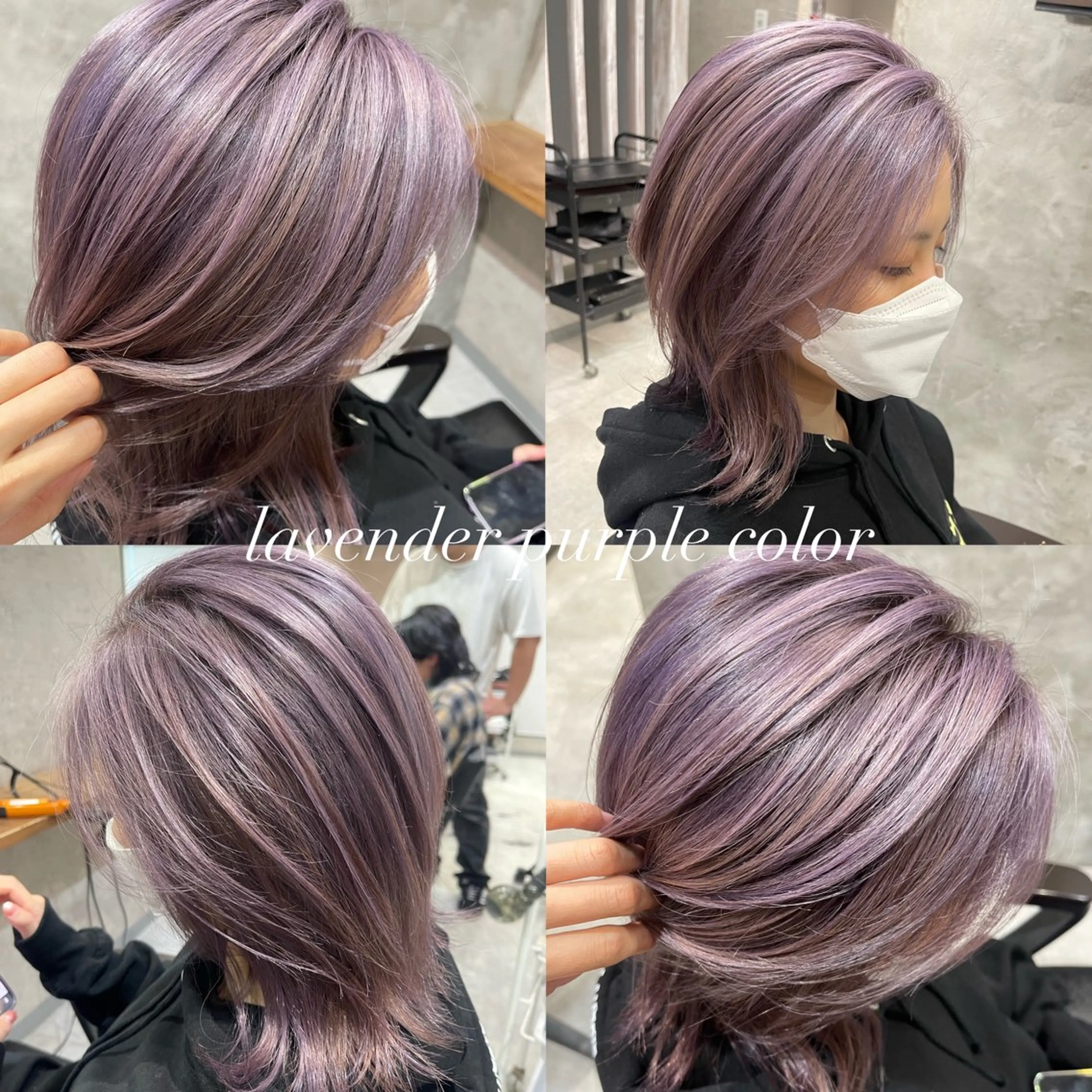 ミディアム カラー ブリーチ ハイトーンカラー ラベンダーカラー パープルカラー ヘアカラー 松井那津子 /ハイライトブリーチのヘアスタイル