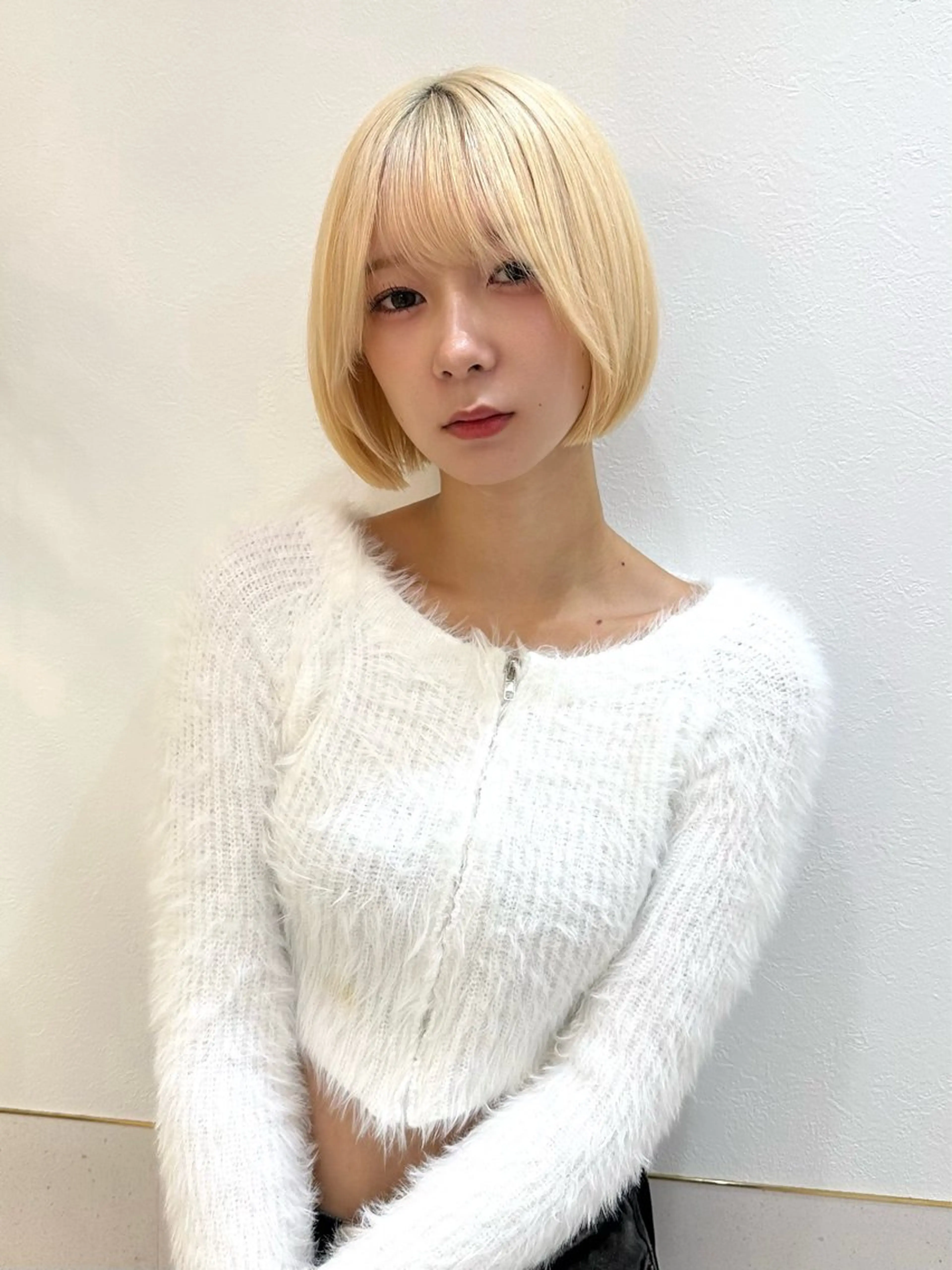 ミディアム カラー ショートボブ ミディアムパーマ バレイヤージュ ベージュカラー ブリーチ カット ヘアカラー トリートメント 新宿/髪質改善/ボブ 韓国レイヤー大重聖斗のヘアスタイル