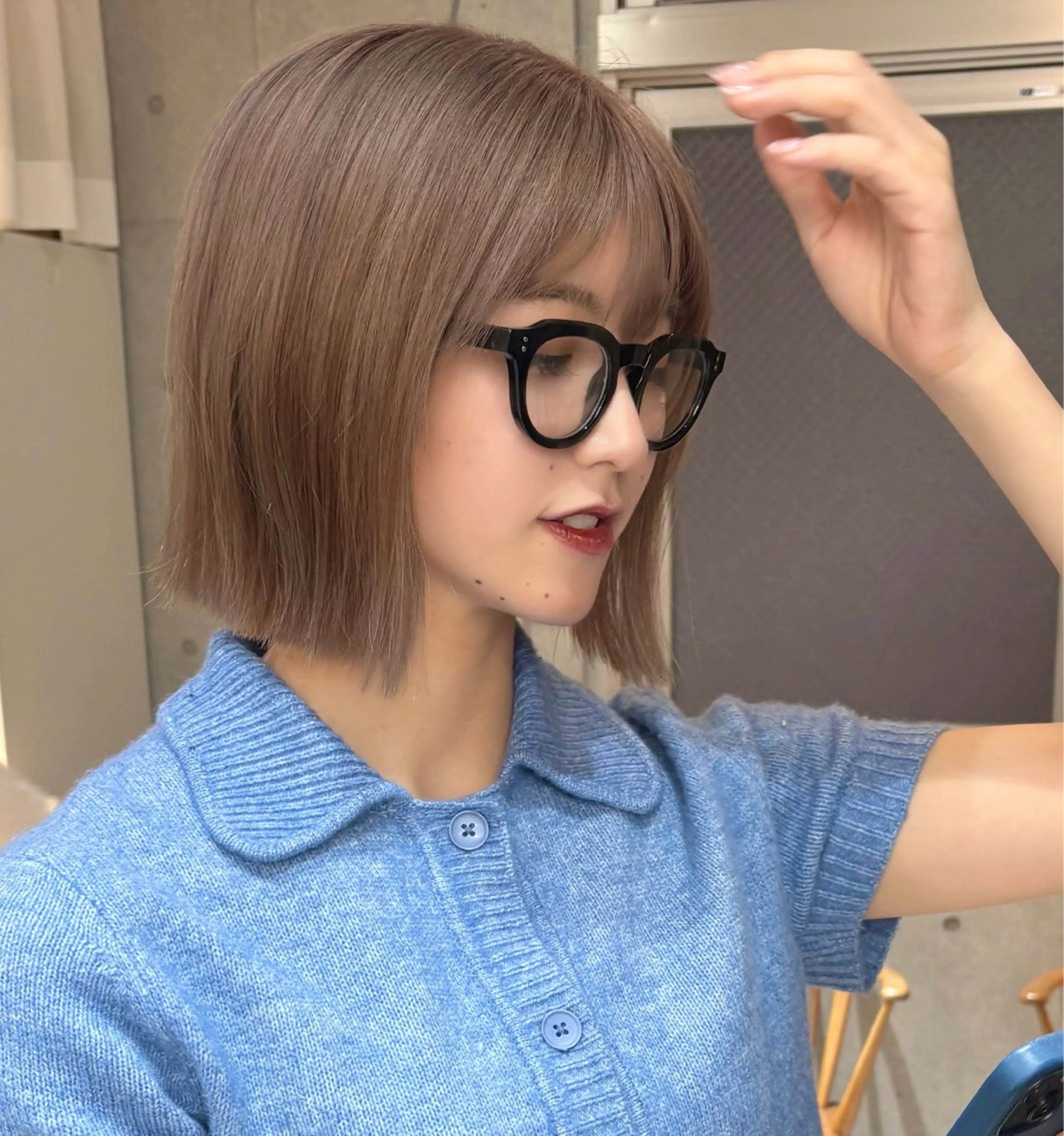 ミディアム カラー ボブ特化型美容師/赤 み消しカラー/ももかのヘアスタイル